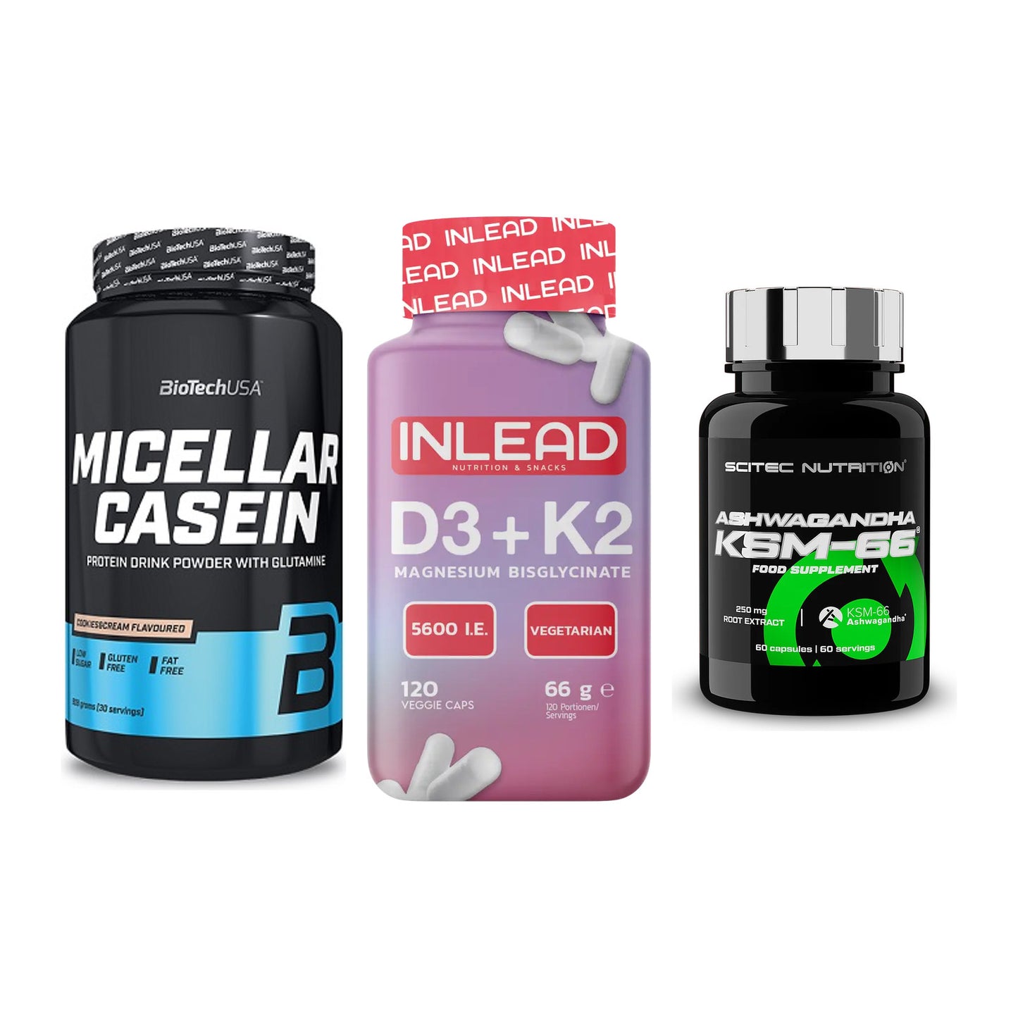 Schlaf & Erholung: BioTech Micella + INLEAD Vitamin + Scitec KSM-66 – alle enthaltenen Artikel