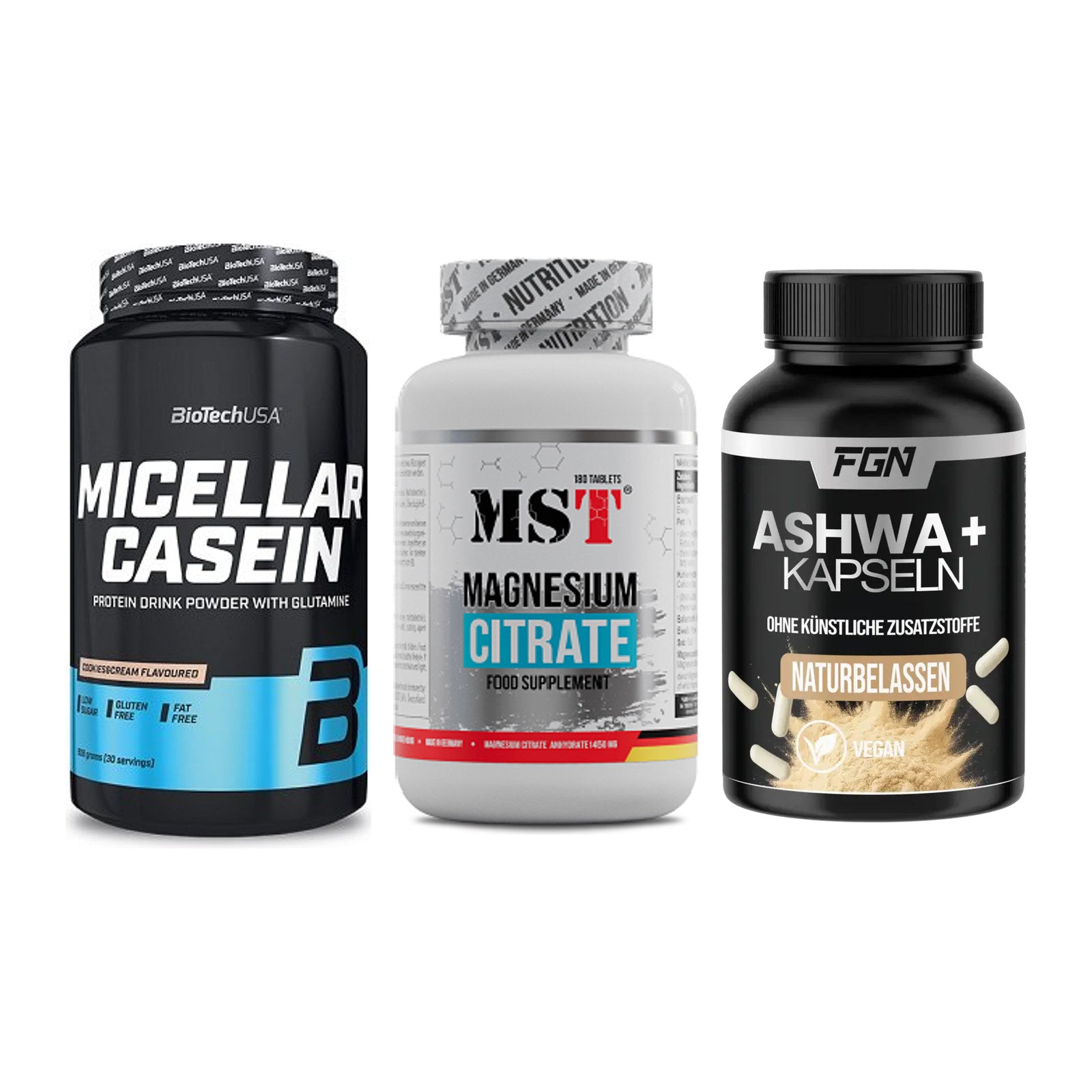 Schlaf & Erholung: BioTech Micella + MST Magnesium + FGN Ashwagandha – alle enthaltenen Artikel