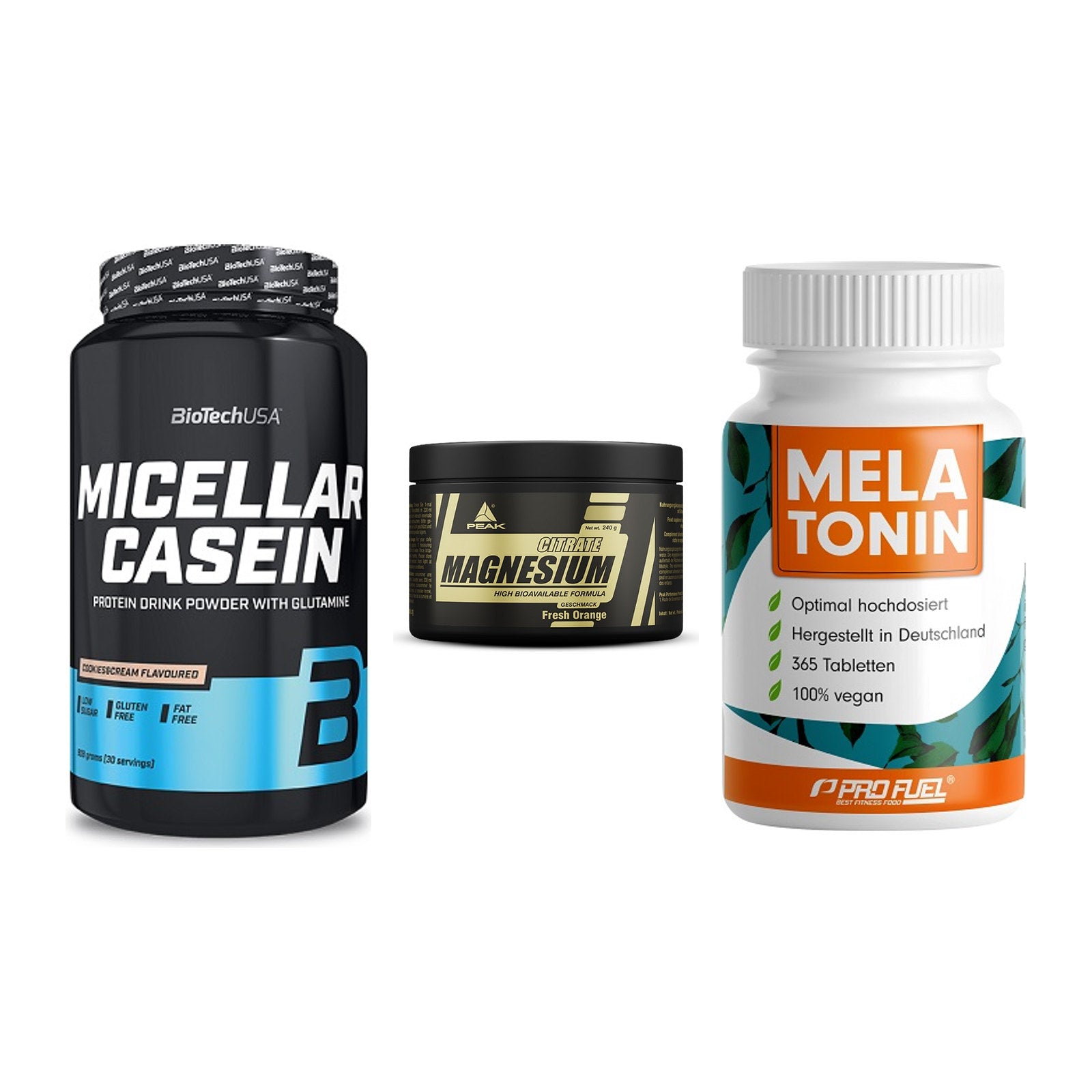 Schlaf & Erholung: BioTech Micella + Peak Magnesium + ProFuel Melaton – alle enthaltenen Artikel