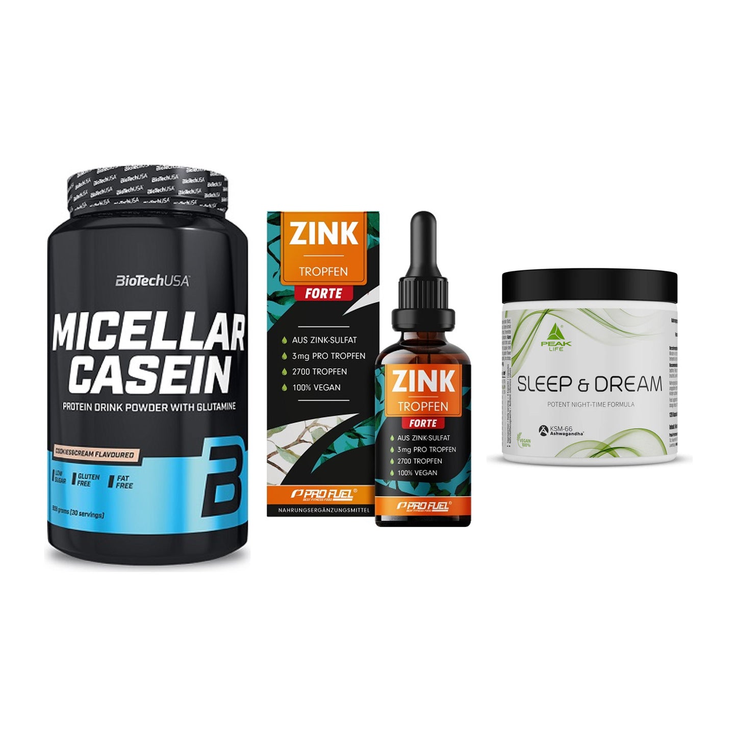 Schlaf & Erholung: BioTech Micella + ProFuel Zink + Peak Sleep – alle enthaltenen Artikel