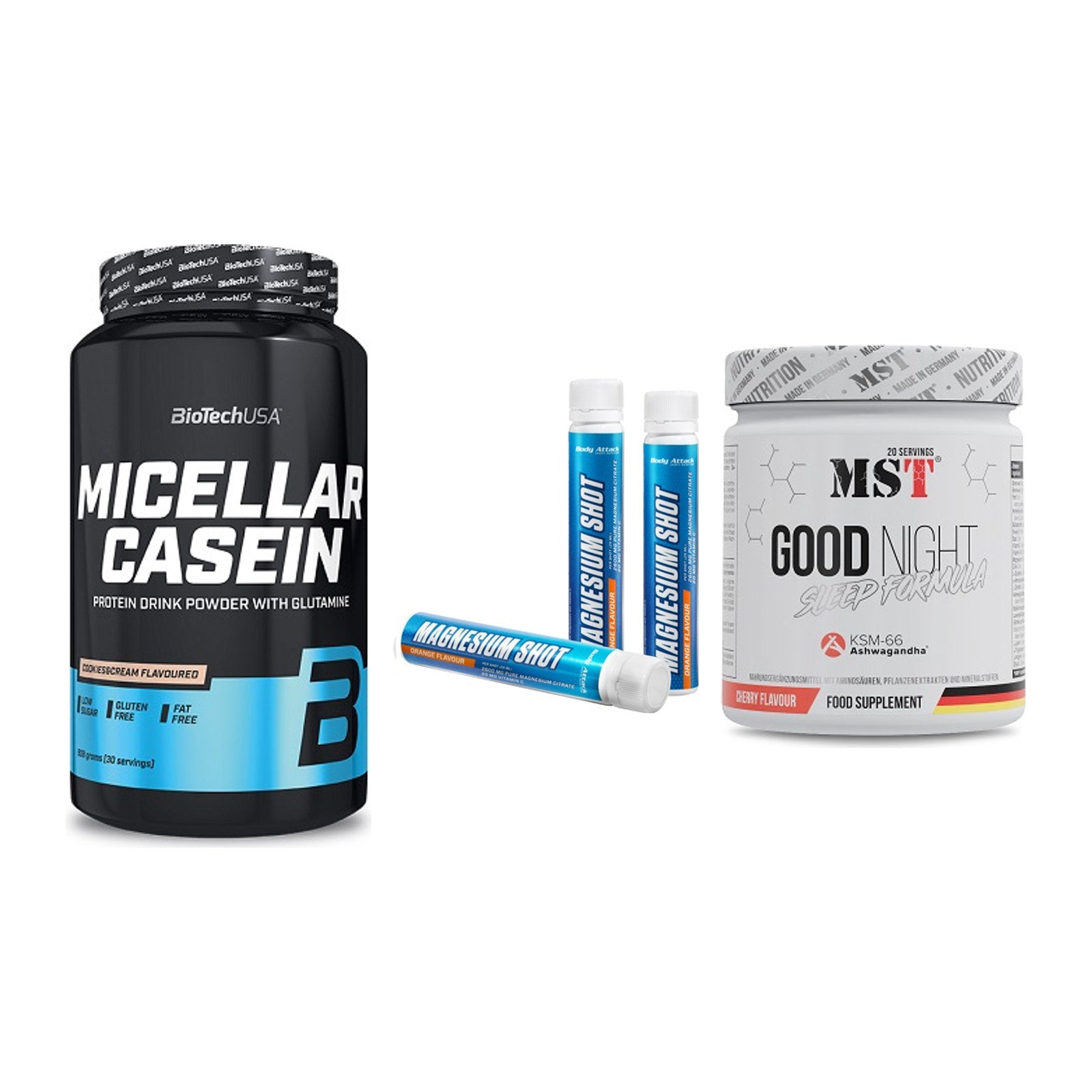 Schlaf & Erholung: BioTech Micella + Body Attack + MST Good Night – alle enthaltenen Artikel