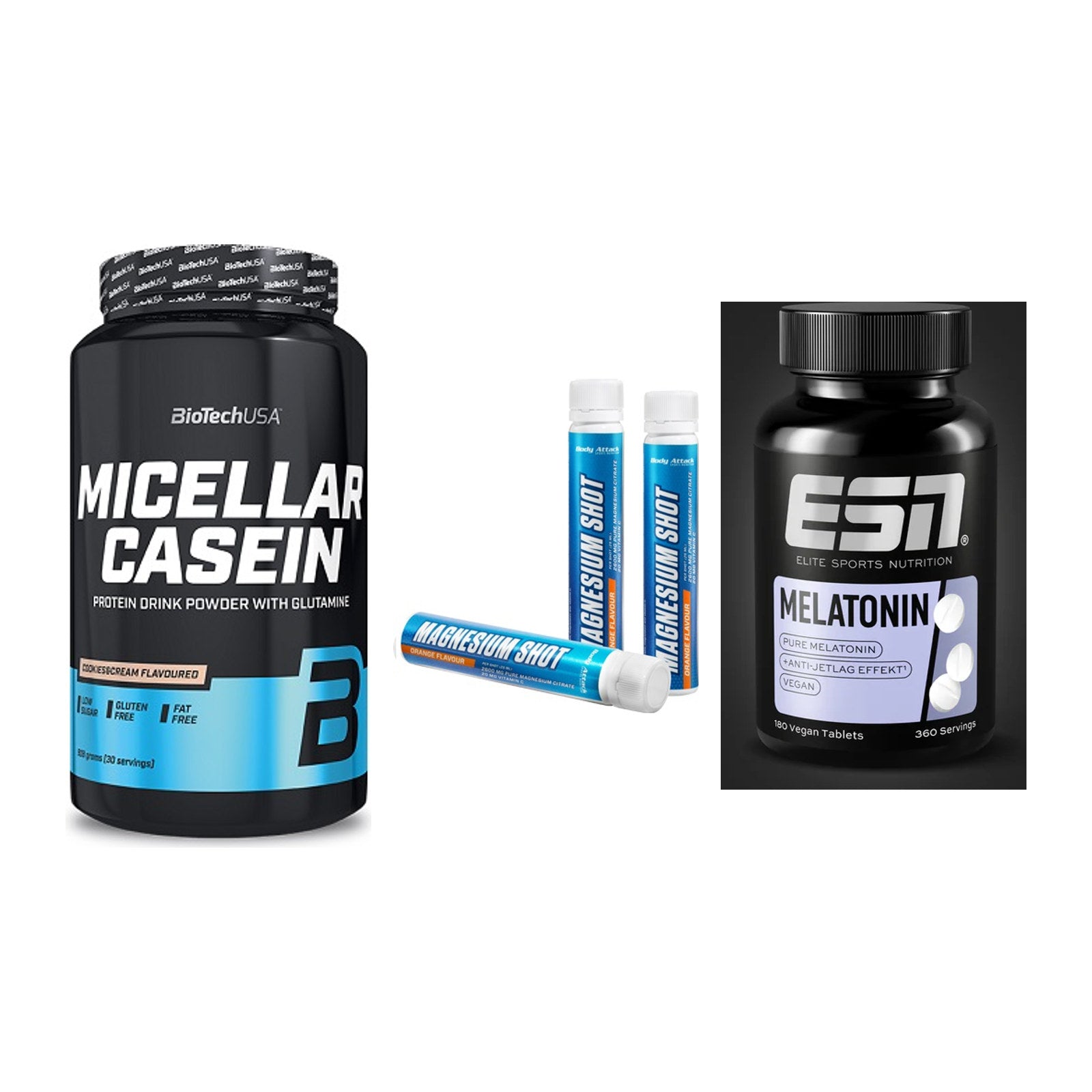 Schlaf & Erholung: BioTech Micella + Body Attack + ESN Melatonin – alle enthaltenen Artikel
