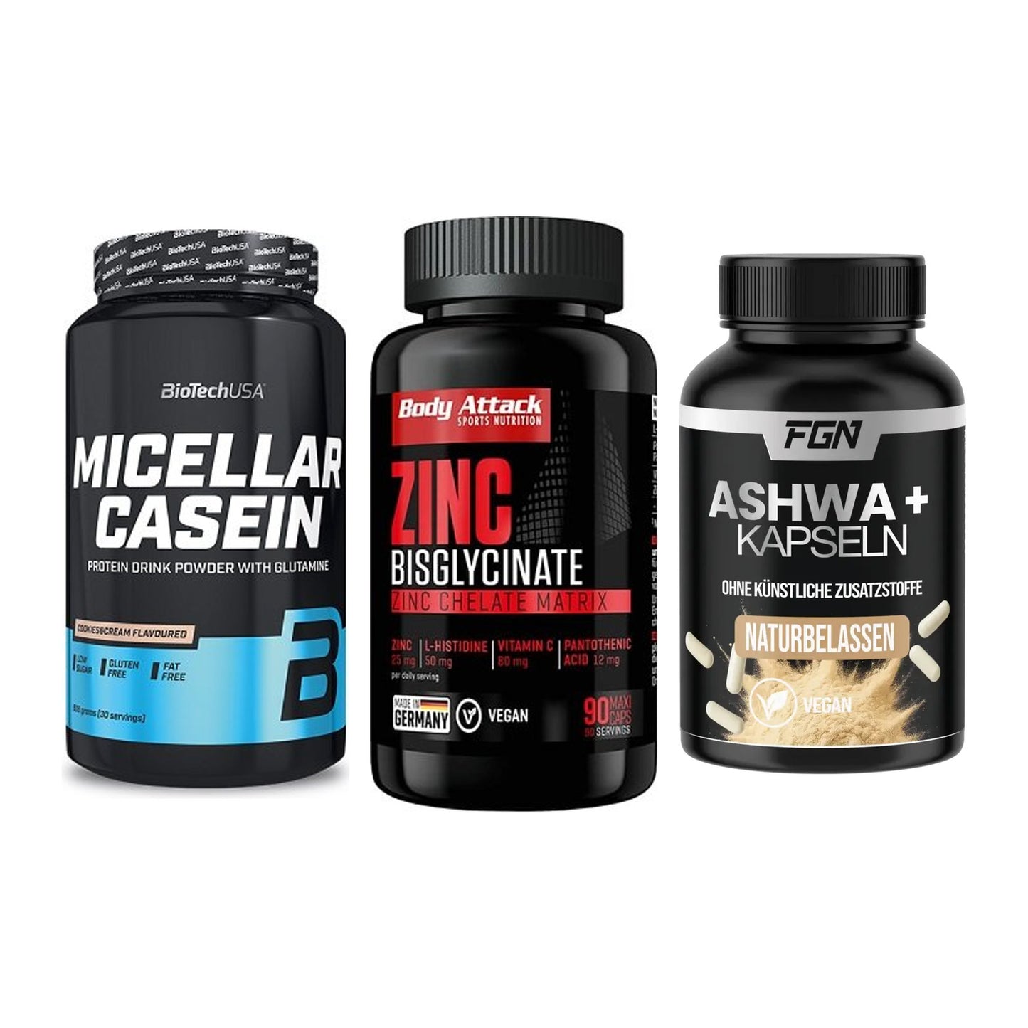 Schlaf & Erholung: BioTech Micella + Body Attack + FGN Ashwagandha – alle enthaltenen Artikel
