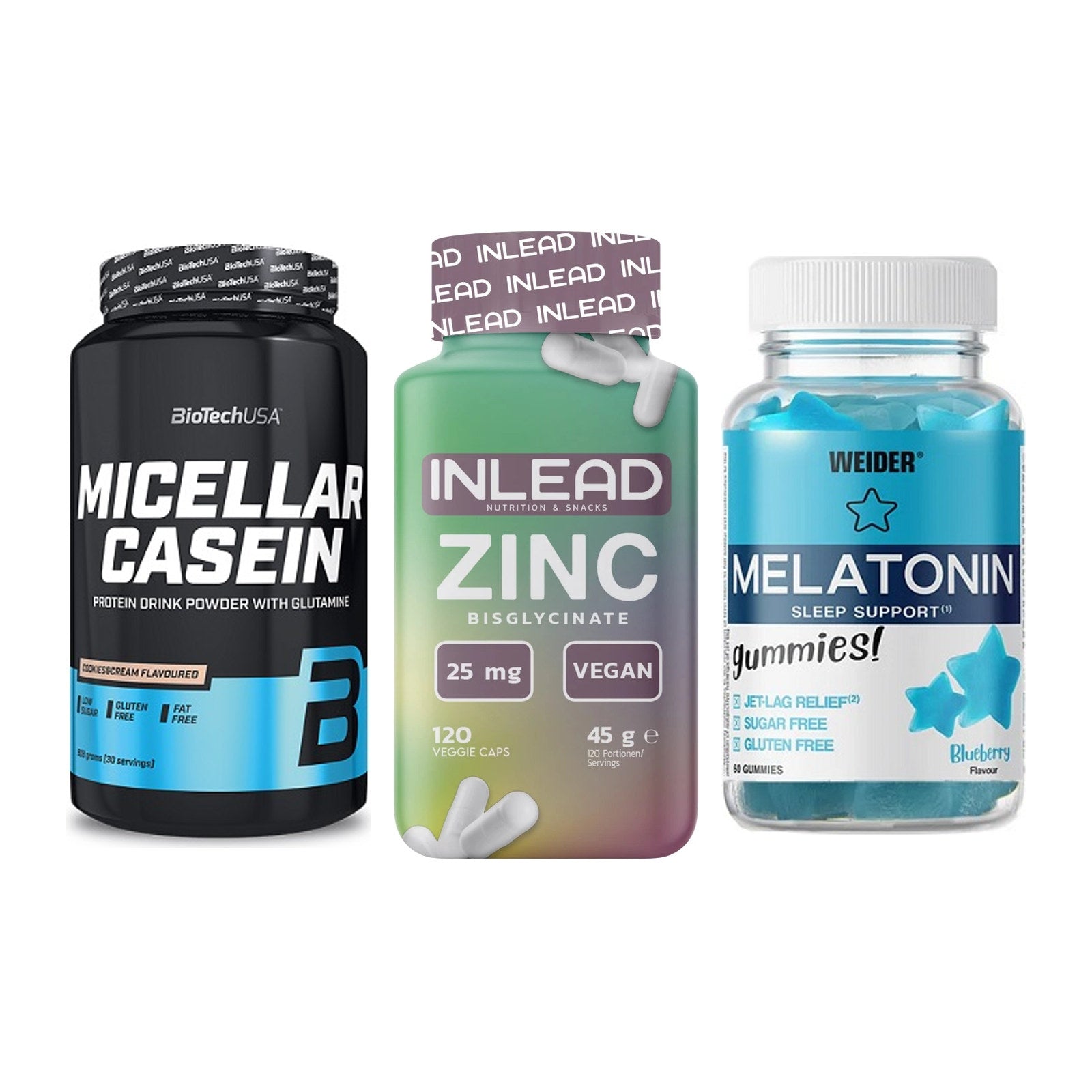 Schlaf & Erholung: BioTech Micella + INLEAD Zink + Weider Melatoni – alle enthaltenen Artikel