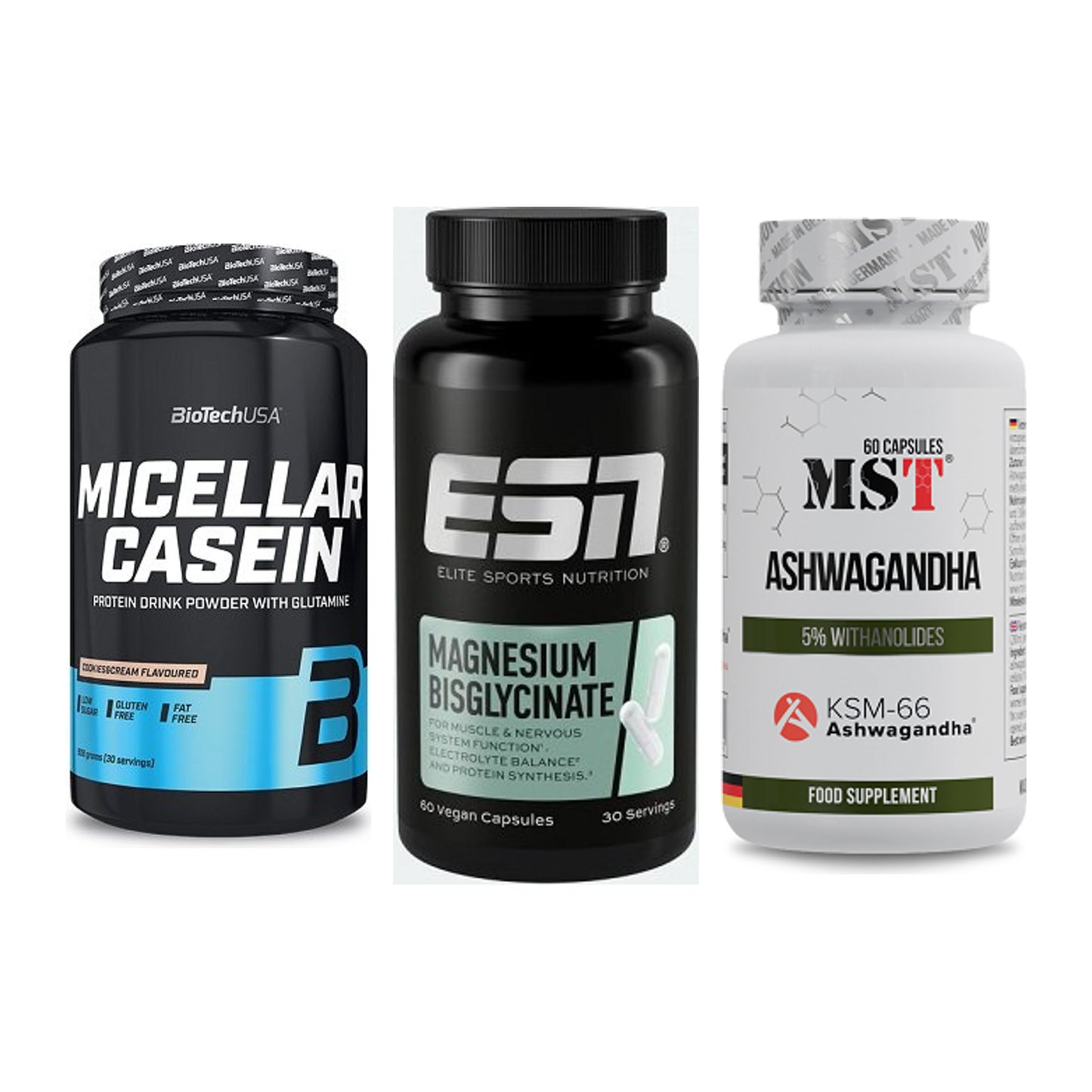 Schlaf & Erholung: BioTech Micella + ESN Magnesium + MST Ashwagandha – alle enthaltenen Artikel