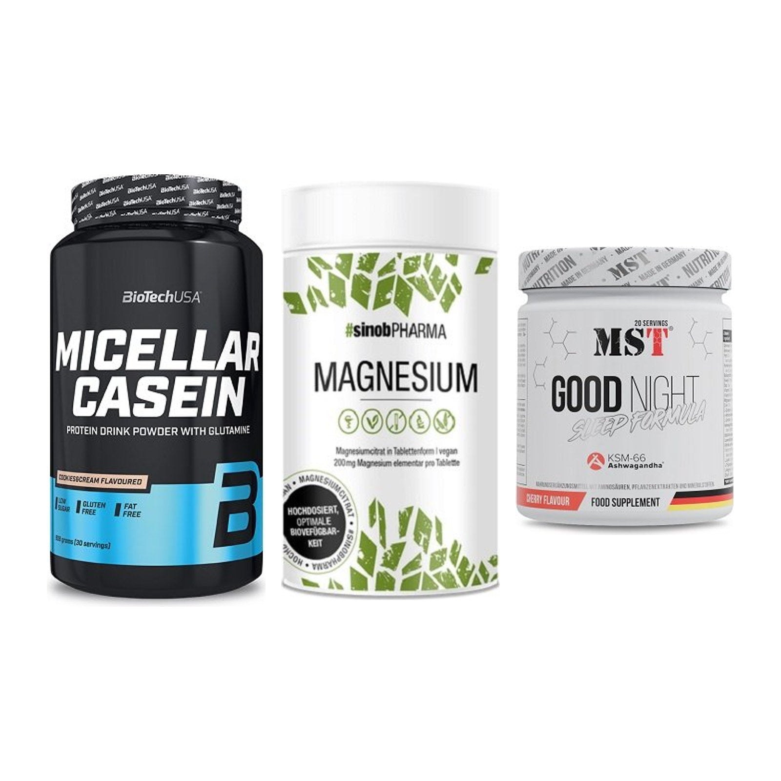 Schlaf & Erholung: BioTech Micella + Sinob Magnesium + MST Good Night – alle enthaltenen Artikel