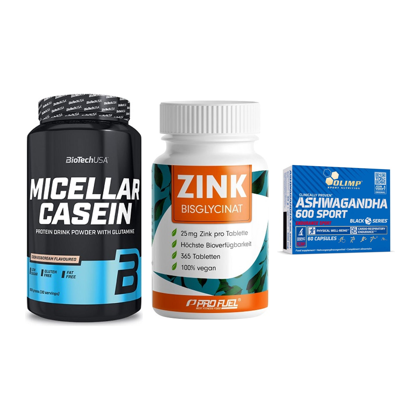 Schlaf & Erholung: BioTech Micella + ProFuel Zink + Olimp Ashwagand – alle enthaltenen Artikel