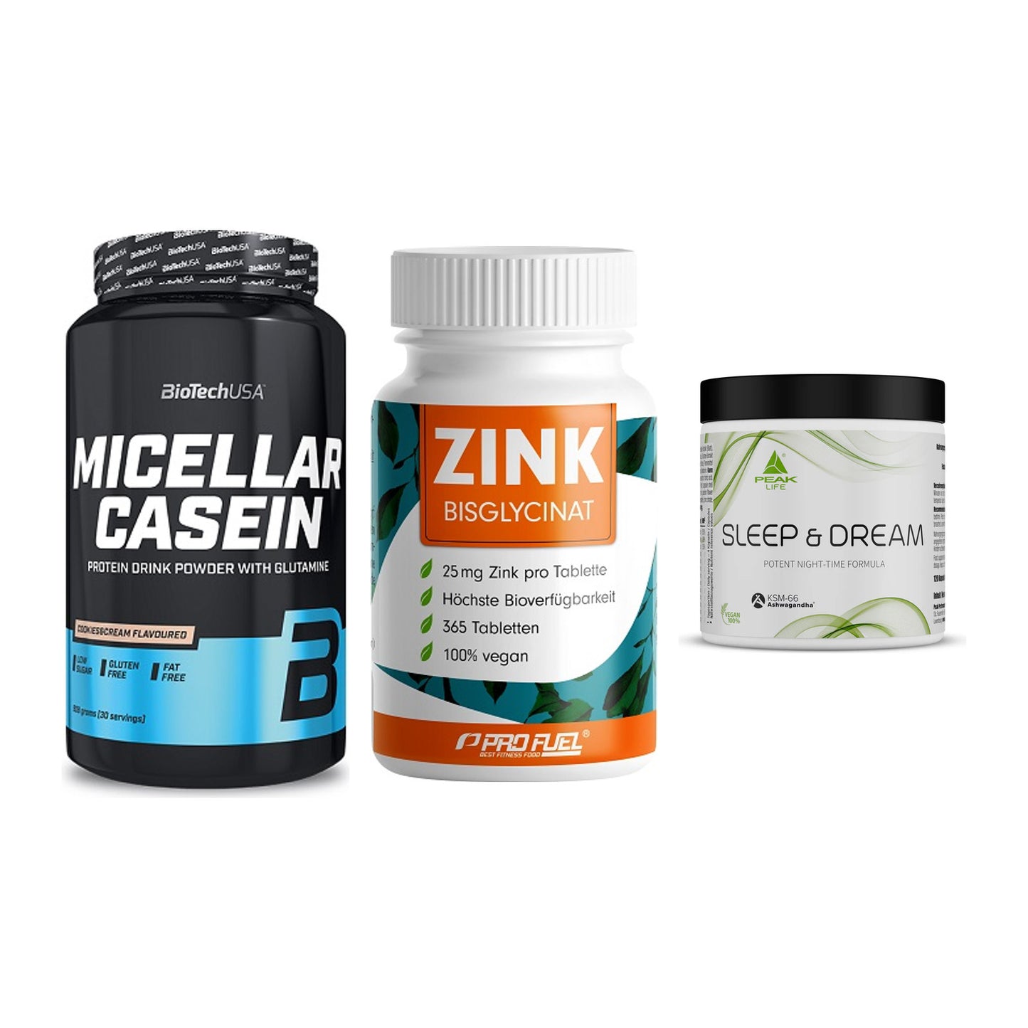 Schlaf & Erholung: BioTech Micella + ProFuel Zink + Peak Sleep – alle enthaltenen Artikel