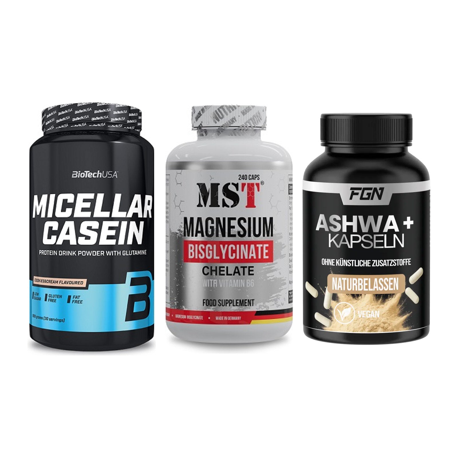 Schlaf & Erholung: BioTech Micella + MST Magnesium + FGN Ashwagandha – alle enthaltenen Artikel