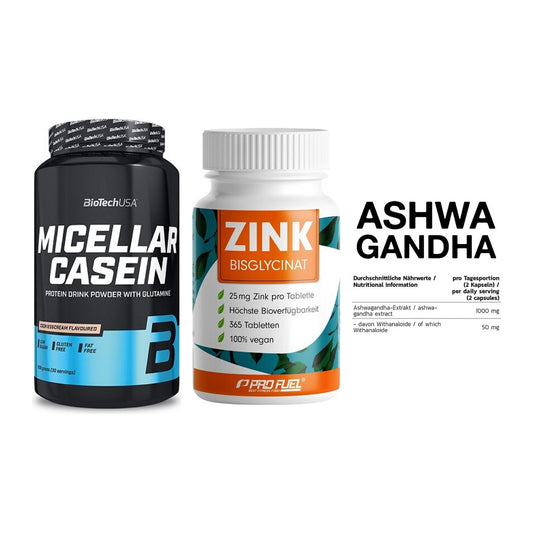 Schlaf & Erholung: BioTech Micella + ProFuel Zink + INLEAD Ashwagan – alle enthaltenen Artikel