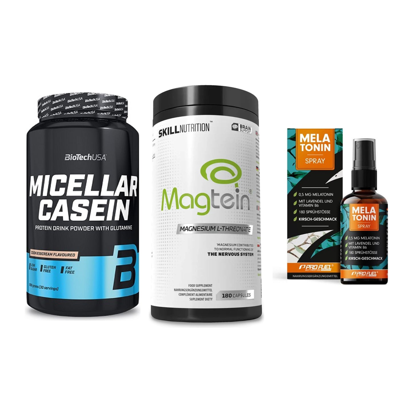 Schlaf & Erholung: BioTech Micella + Skill Nutrition + ProFuel Melaton – alle enthaltenen Artikel
