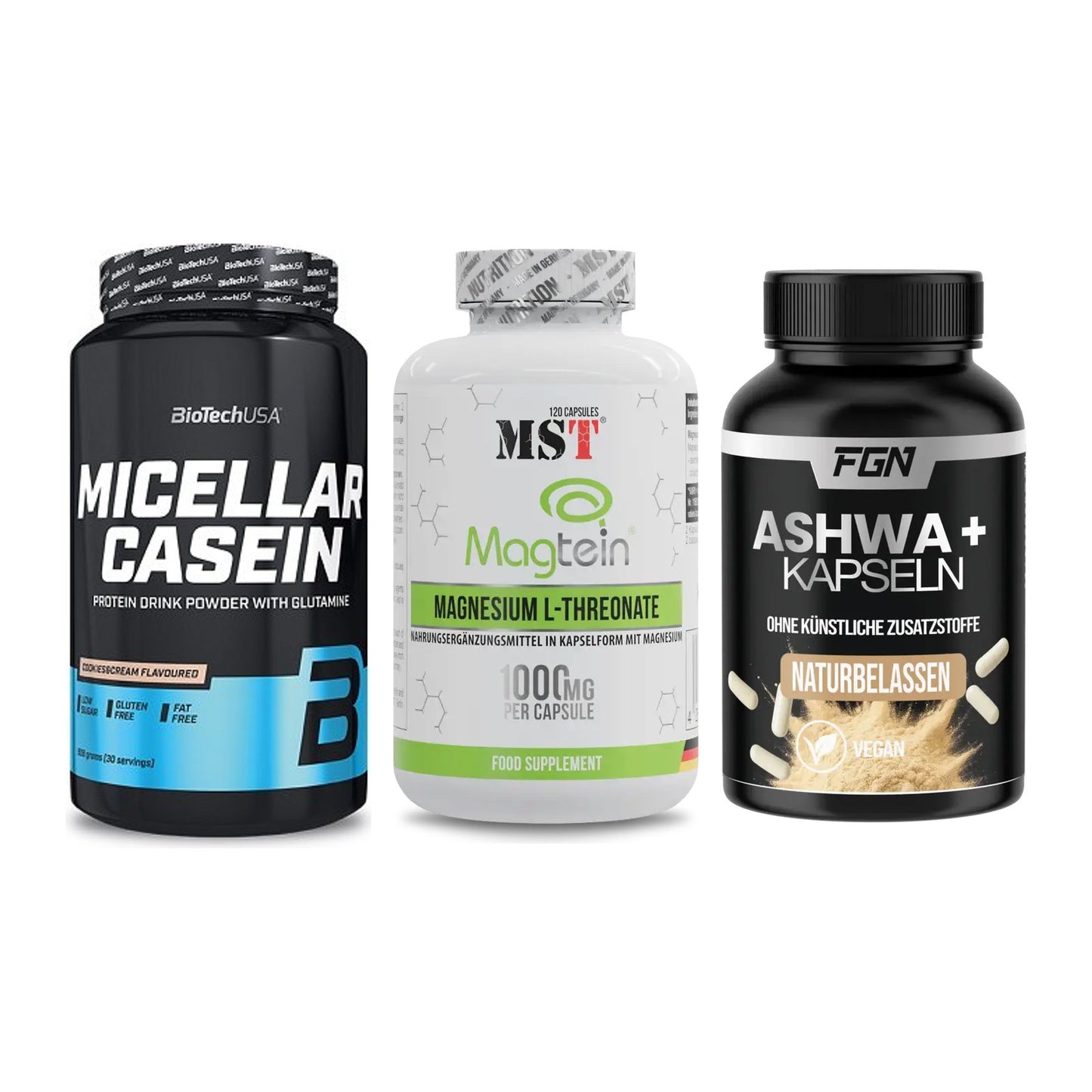 Schlaf & Erholung: BioTech Micella + MST Magnesium + FGN Ashwagandha – alle enthaltenen Artikel