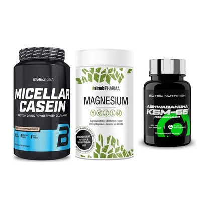 Schlaf & Erholung: BioTech Micella + Sinob Magnesium + Scitec KSM-66 – alle enthaltenen Artikel