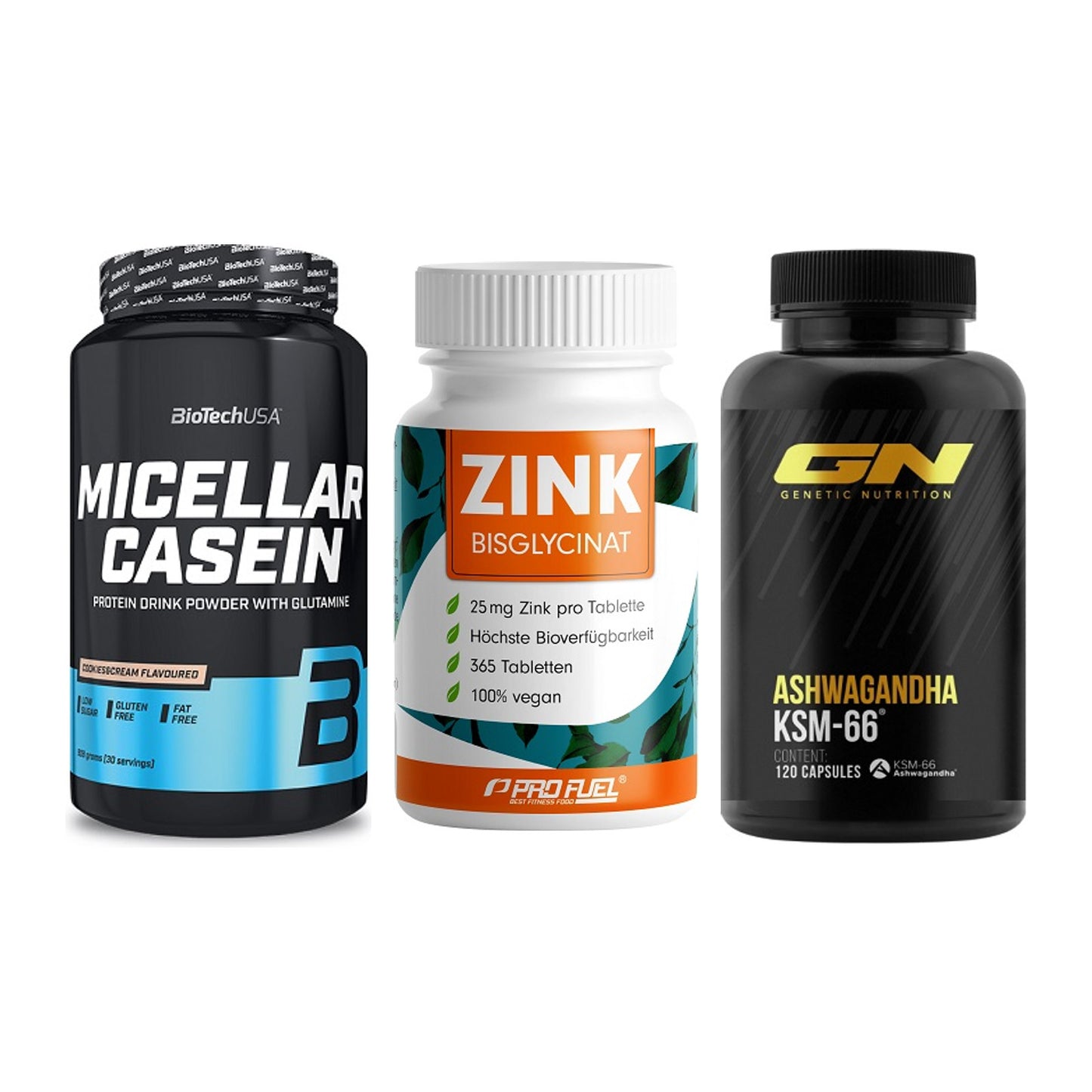 Schlaf & Erholung: BioTech Micella + ProFuel Zink + GN Ashwagandha – alle enthaltenen Artikel