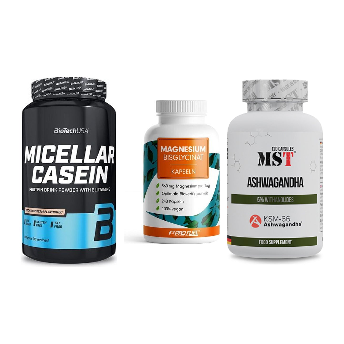 Schlaf & Erholung: BioTech Micella + ProFuel Magnesi + MST Ashwagandha – alle enthaltenen Artikel