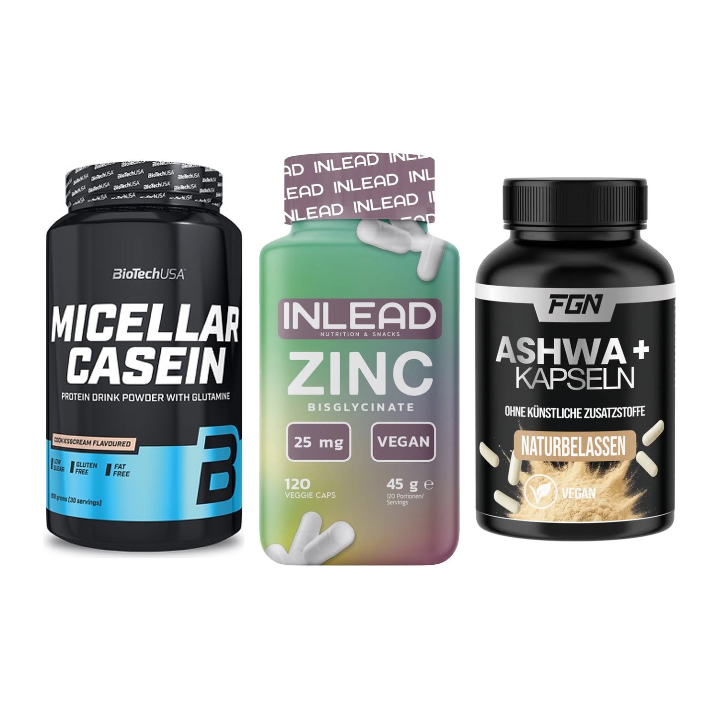 Schlaf & Erholung: BioTech Micella + INLEAD Zink + FGN Ashwagandha – alle enthaltenen Artikel