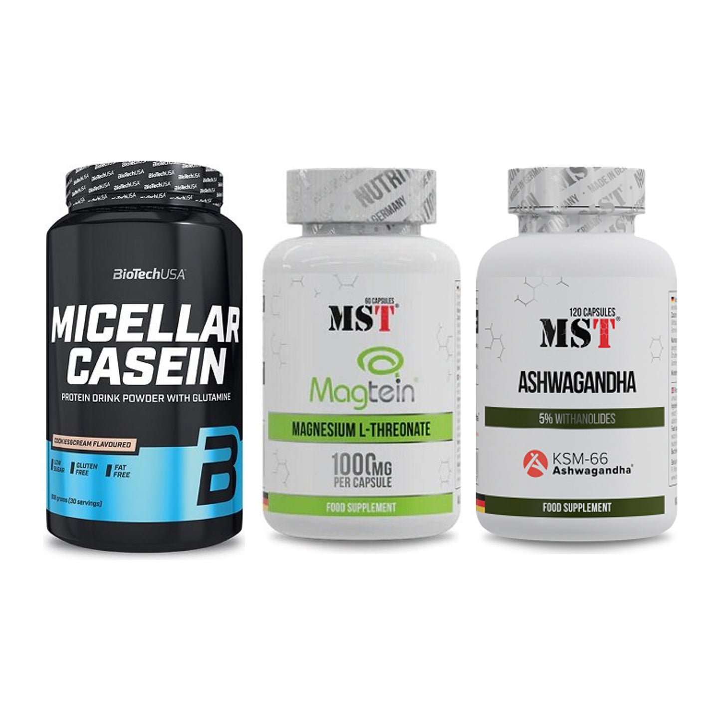 Schlaf & Erholung: BioTech Micella + MST Magnesium + MST Ashwagandha – alle enthaltenen Artikel