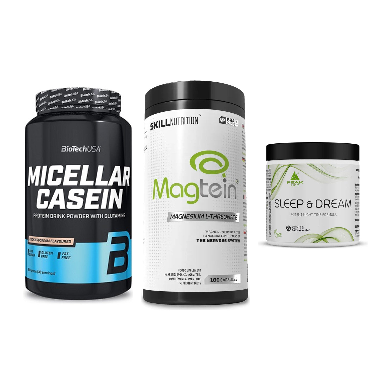 Schlaf & Erholung: BioTech Micella + Skill Nutrition + Peak Sleep – alle enthaltenen Artikel