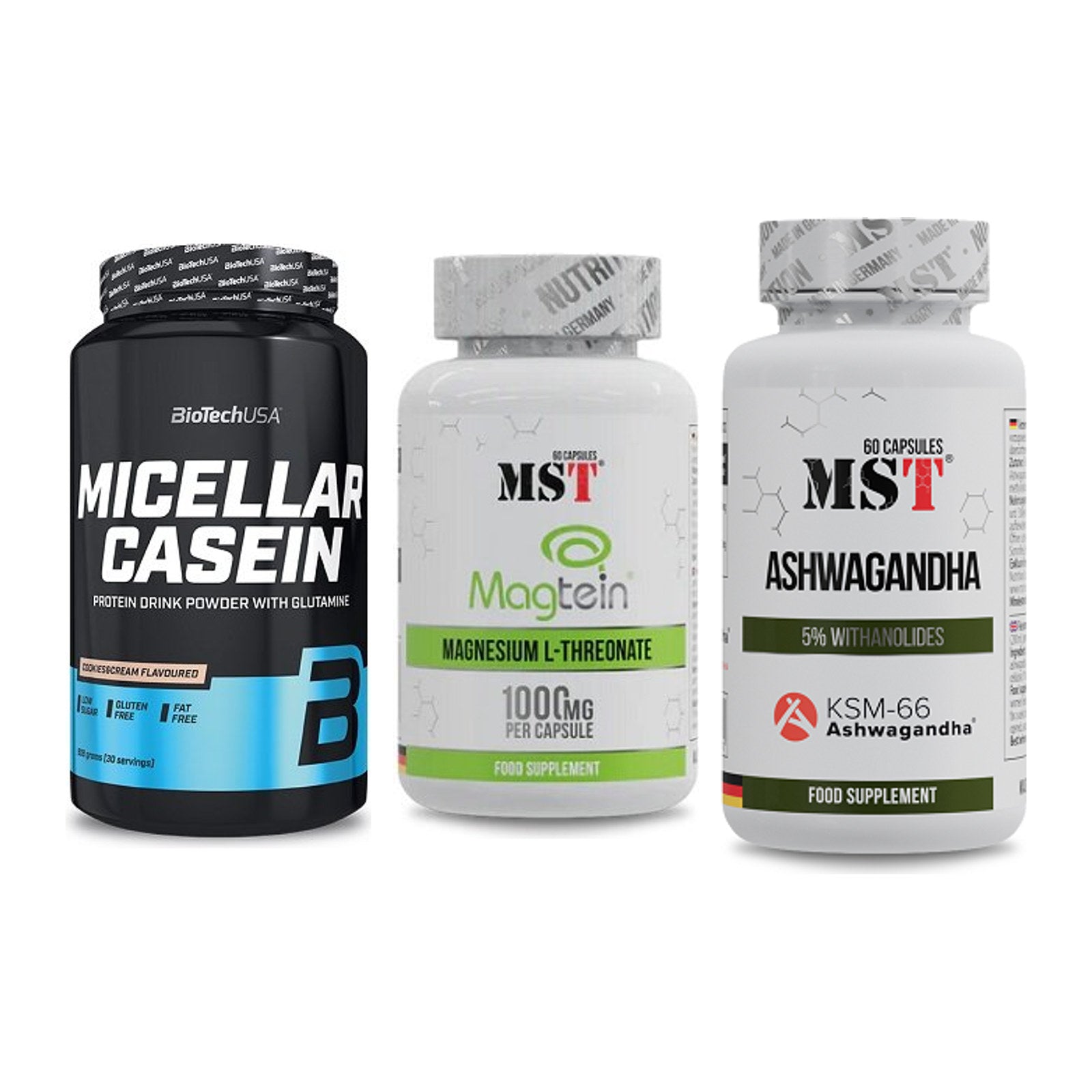Schlaf & Erholung: BioTech Micella + MST Magnesium + MST Ashwagandha – alle enthaltenen Artikel