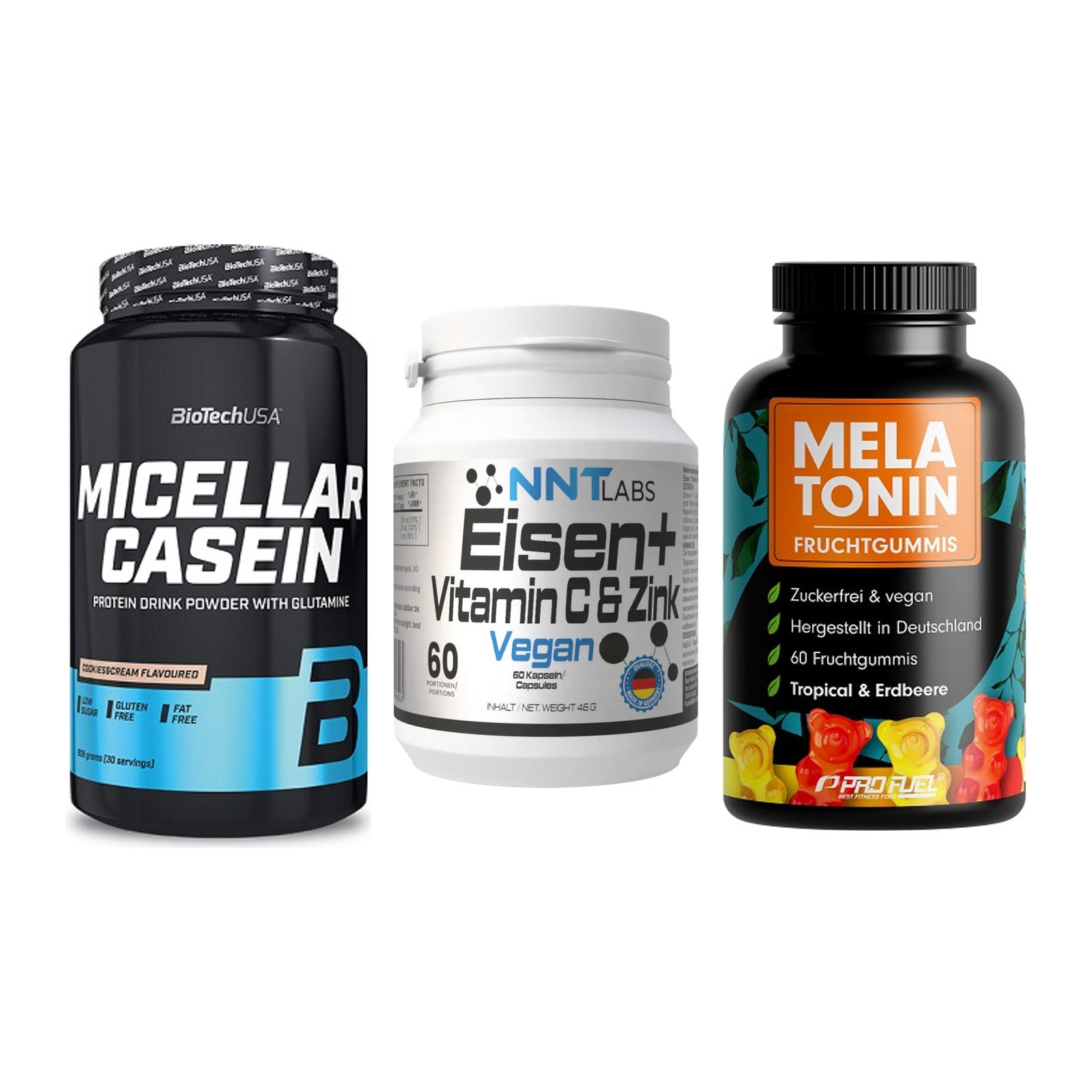 Schlaf & Erholung: BioTech Micella + NNT Eisen + ProFuel Melaton – alle enthaltenen Artikel