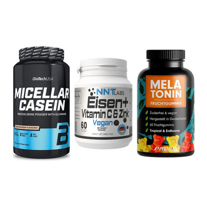Schlaf & Erholung: BioTech Micella + NNT Eisen + ProFuel Melaton – alle enthaltenen Artikel