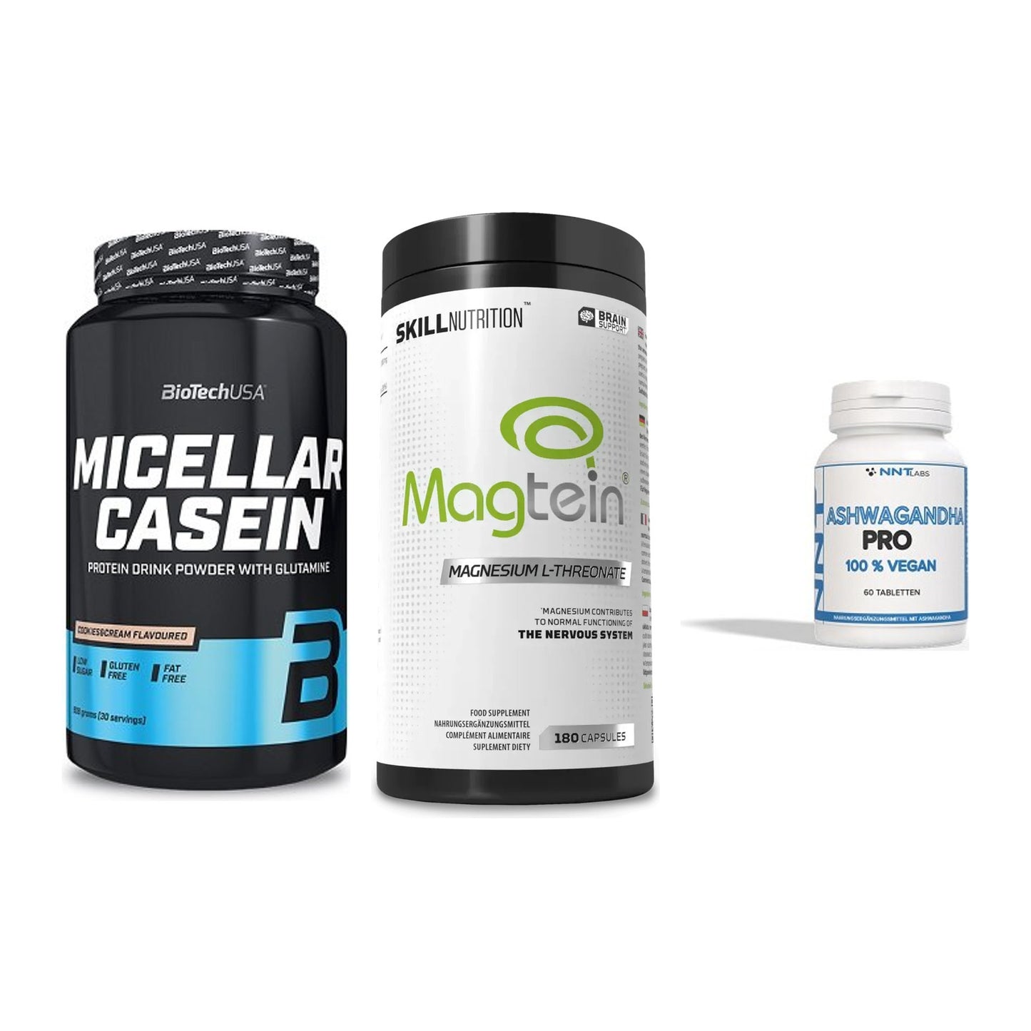 Schlaf & Erholung: BioTech Micella + Skill Nutrition + NNT Ashwagandha – alle enthaltenen Artikel