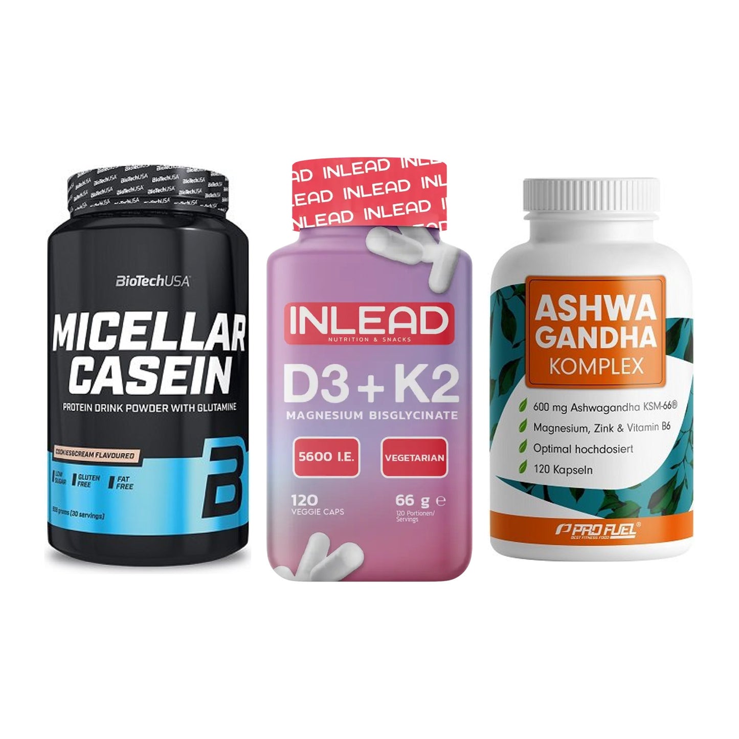 Schlaf & Erholung: BioTech Micella + INLEAD Vitamin + ProFuel Ashwaga – alle enthaltenen Artikel