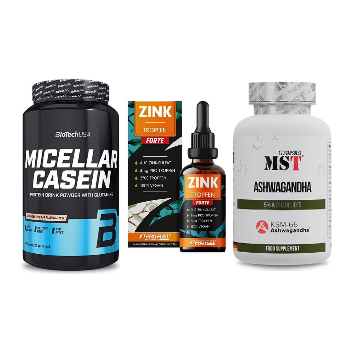 Schlaf & Erholung: BioTech Micella + ProFuel Zink + MST Ashwagandha – alle enthaltenen Artikel
