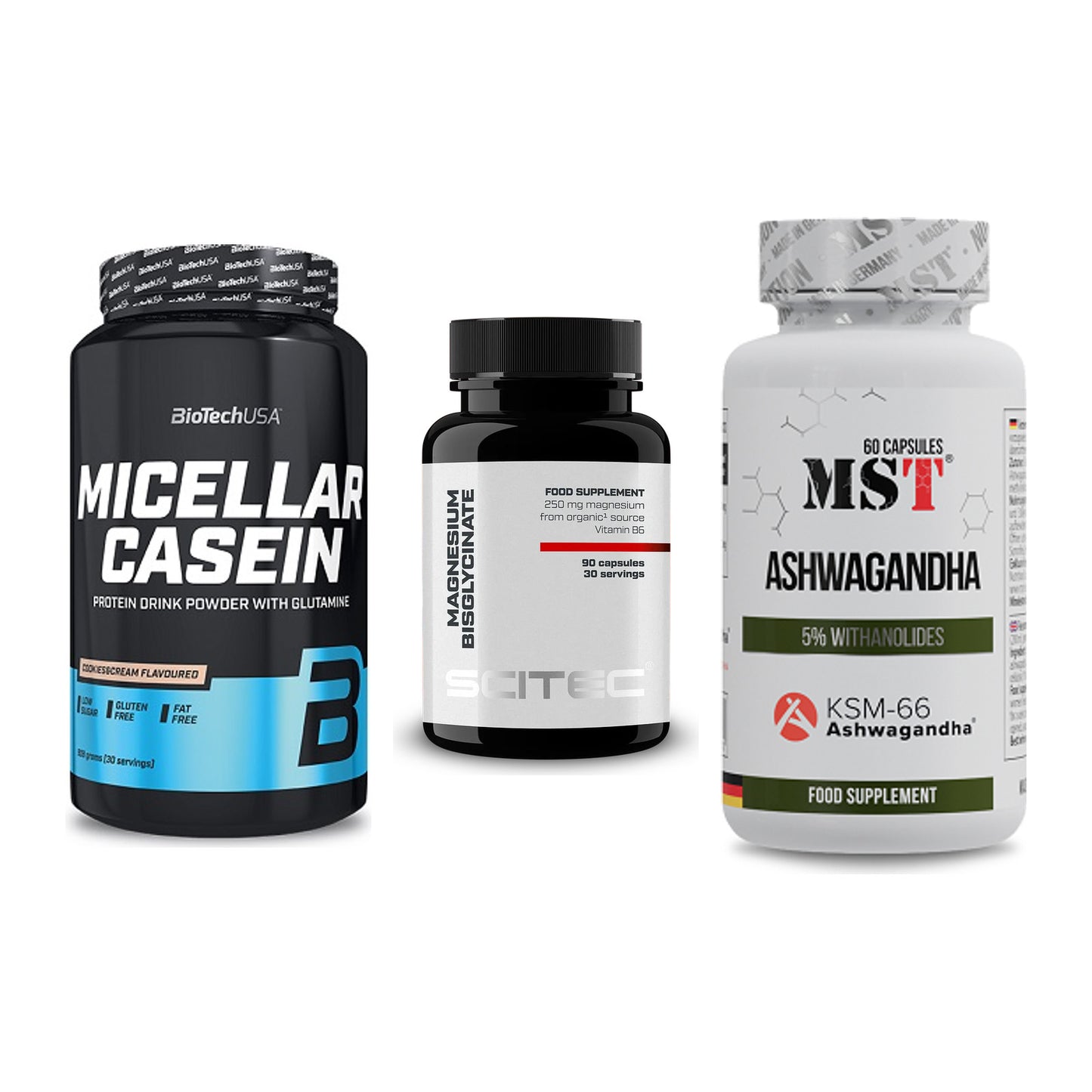 Schlaf & Erholung: BioTech Micella + Scitec Magnesiu + MST Ashwagandha – alle enthaltenen Artikel