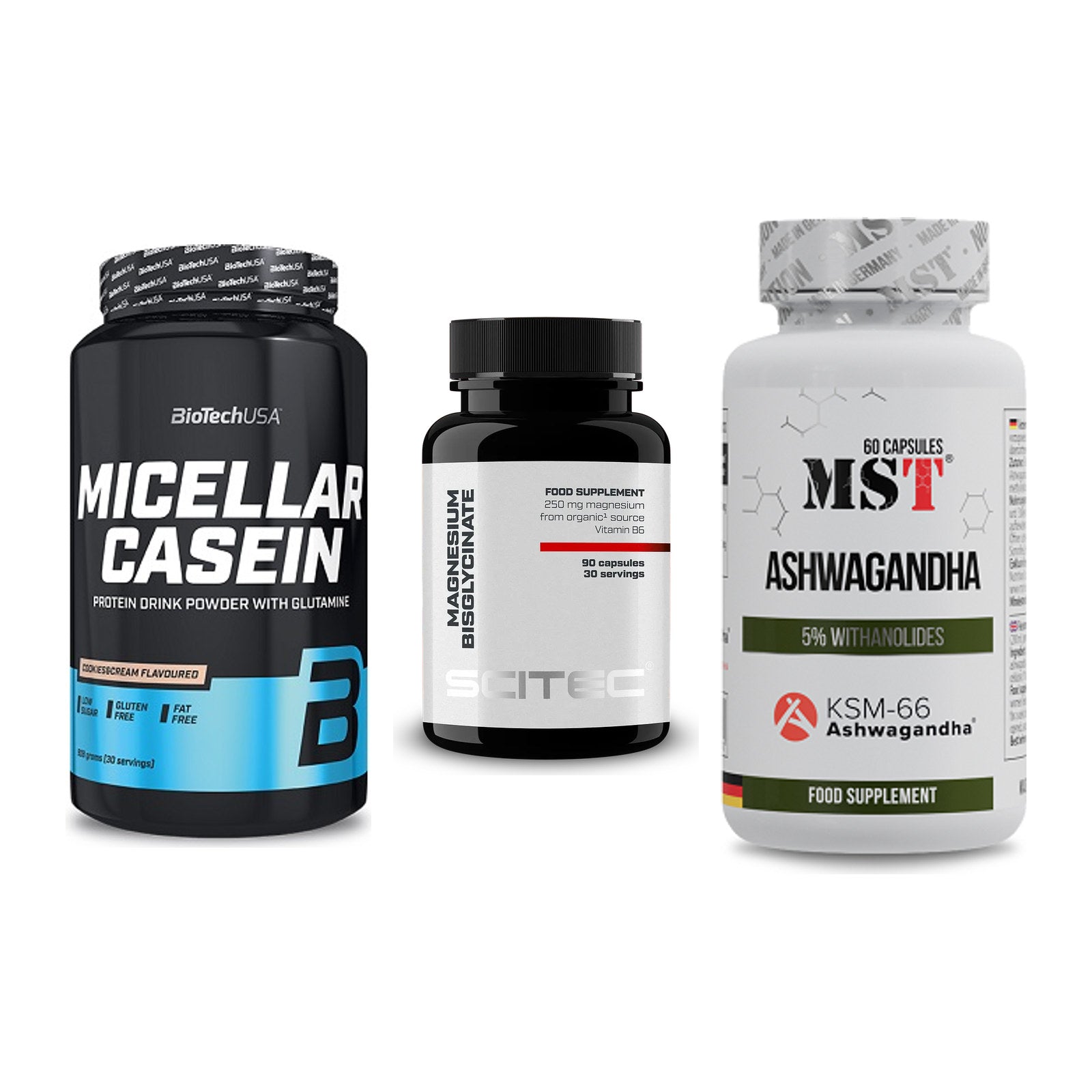 Schlaf & Erholung: BioTech Micella + Scitec Magnesiu + MST Ashwagandha – alle enthaltenen Artikel