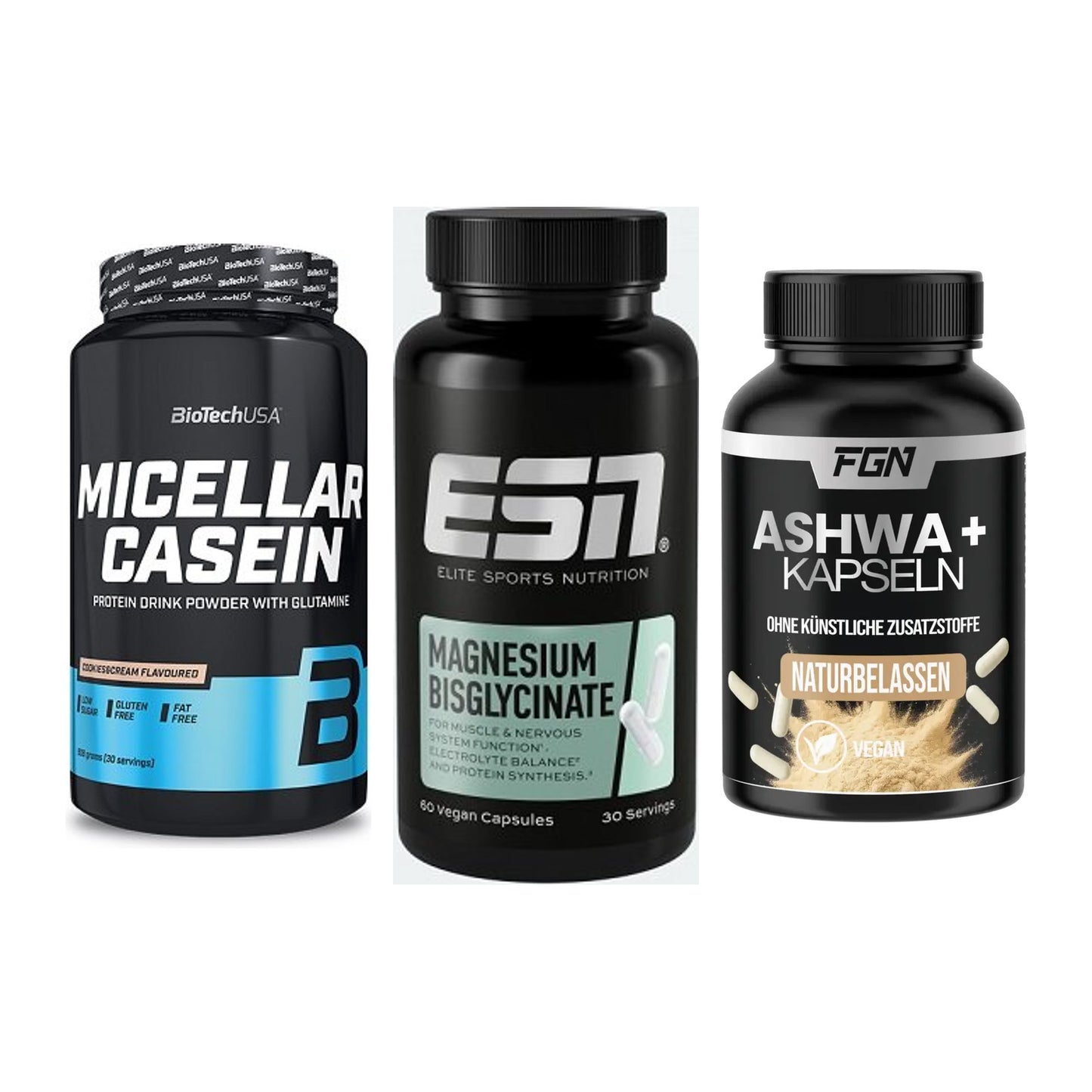 Schlaf & Erholung: BioTech Micella + ESN Magnesium + FGN Ashwagandha – alle enthaltenen Artikel