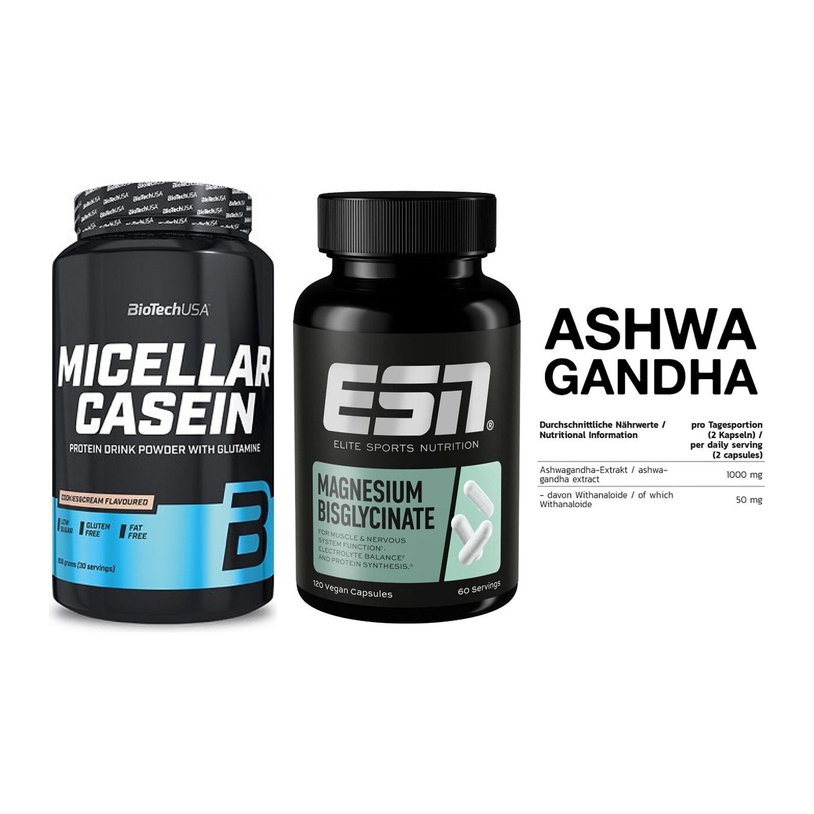 Schlaf & Erholung: BioTech Micella + ESN Magnesium + INLEAD Ashwagan – alle enthaltenen Artikel