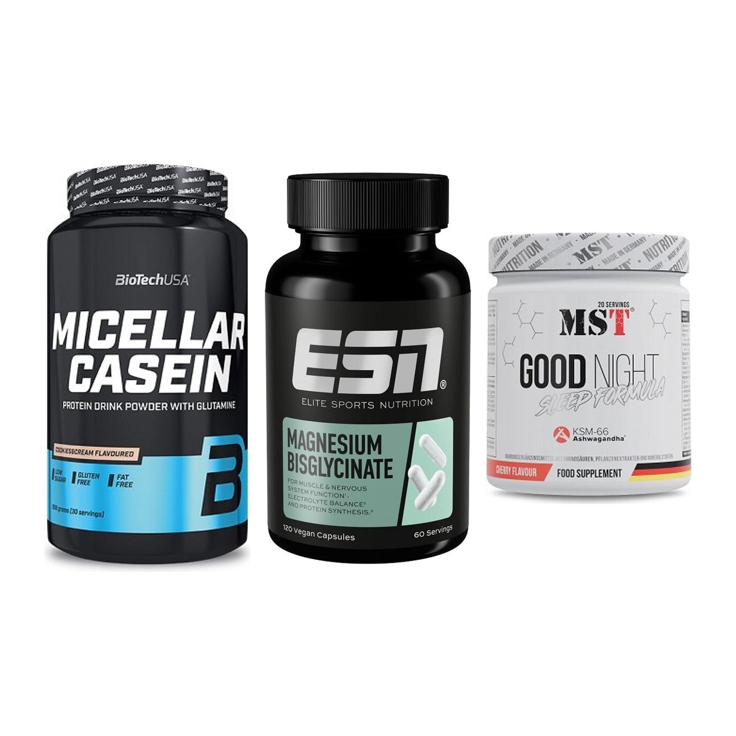 Schlaf & Erholung: BioTech Micella + ESN Magnesium + MST Good Night – alle enthaltenen Artikel