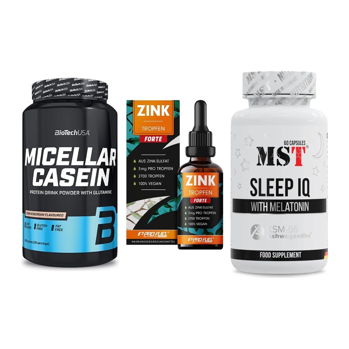 Schlaf & Erholung: BioTech Micella + ProFuel Zink + MST Sleep IQ – alle enthaltenen Artikel