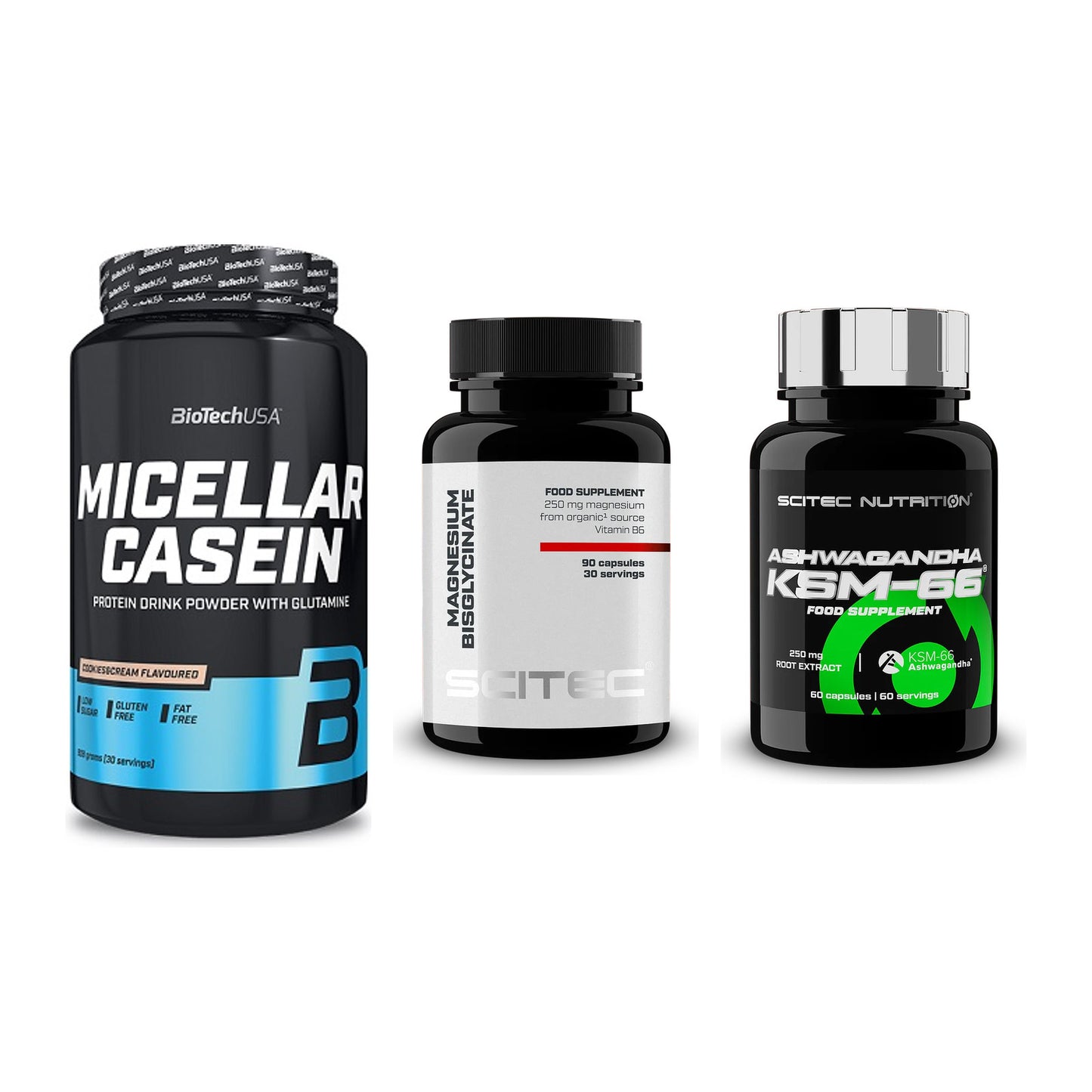 Schlaf & Erholung: BioTech Micella + Scitec Magnesiu + Scitec KSM-66 – alle enthaltenen Artikel