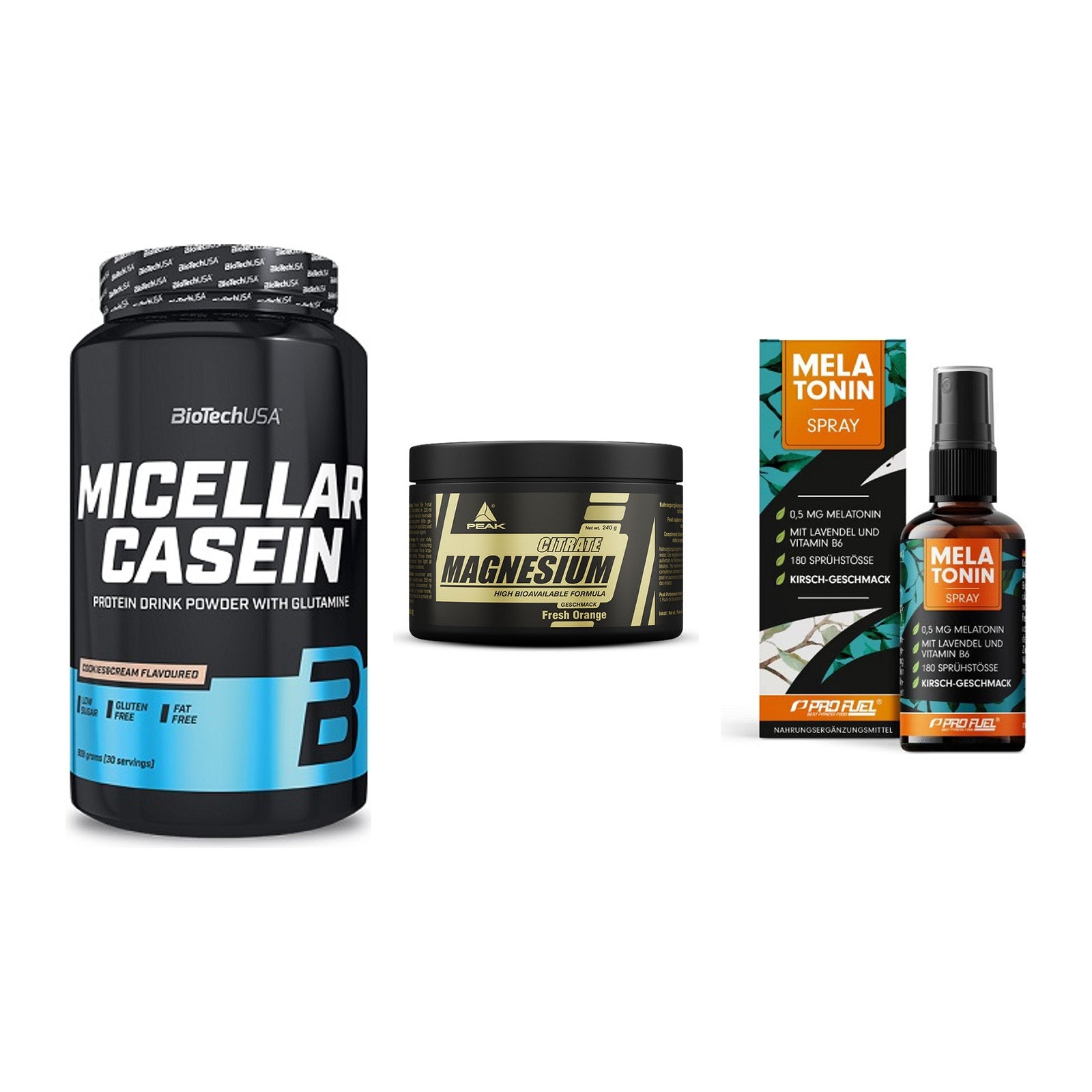 Schlaf & Erholung: BioTech Micella + Peak Magnesium + ProFuel Melaton – alle enthaltenen Artikel