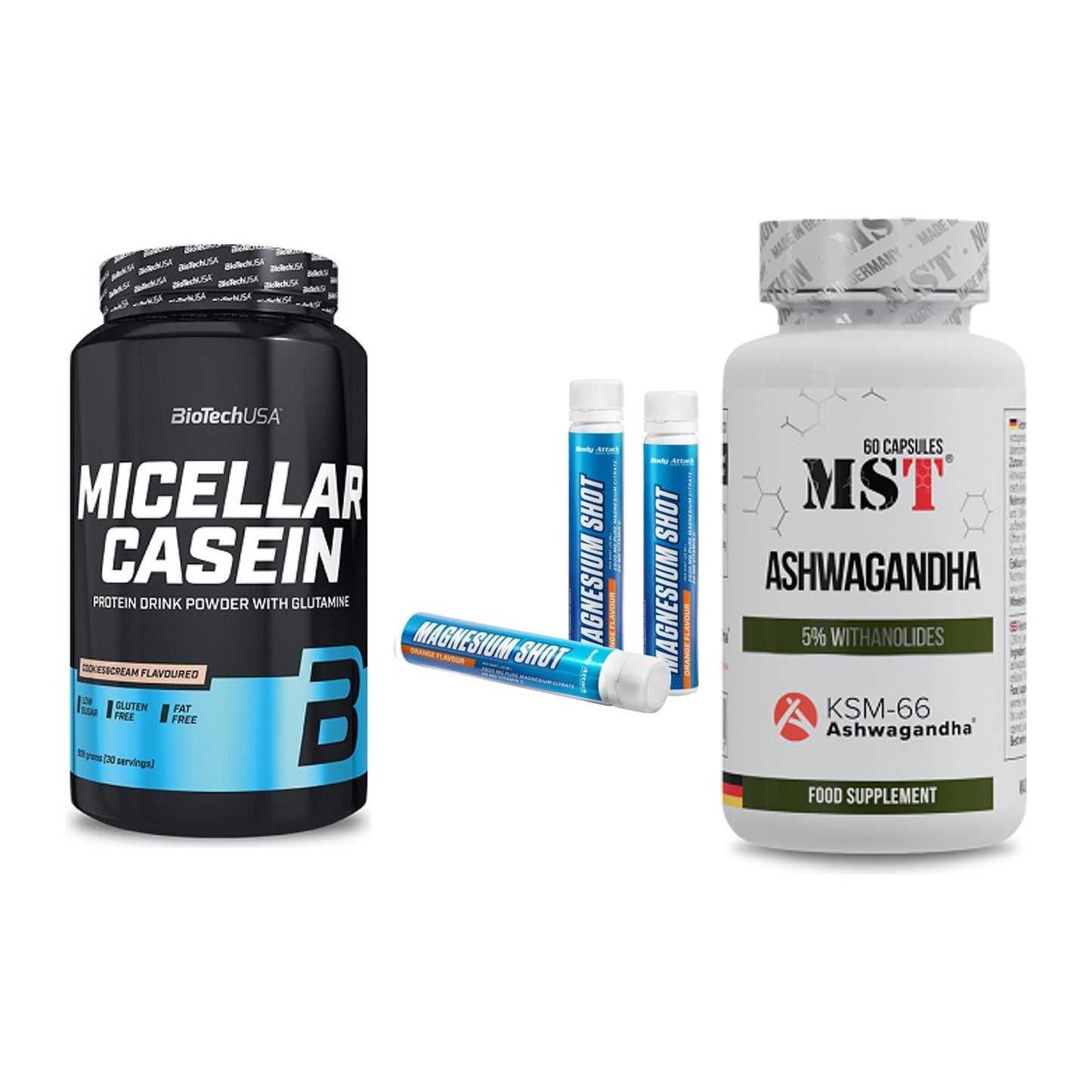 Schlaf & Erholung: BioTech Micella + Body Attack + MST Ashwagandha – alle enthaltenen Artikel