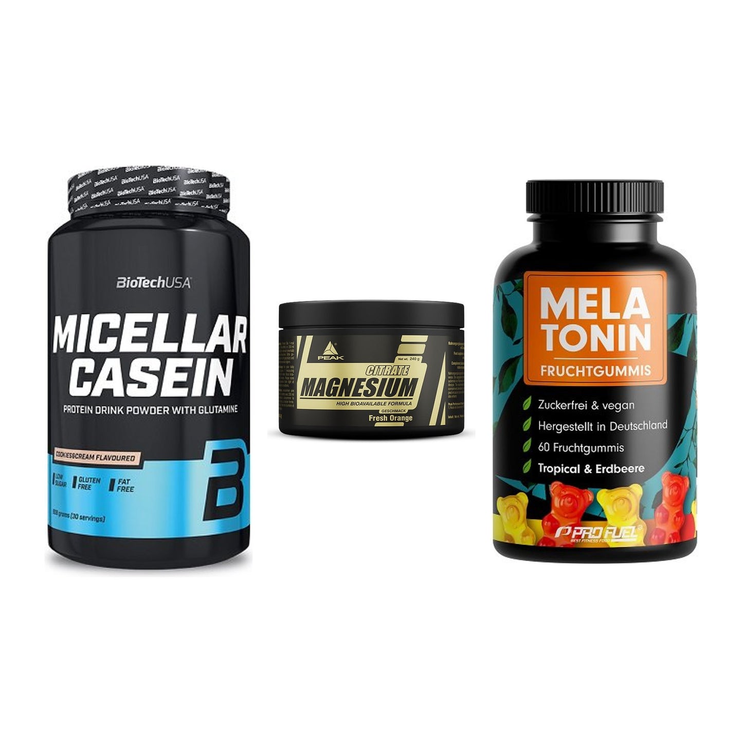Schlaf & Erholung: BioTech Micella + Peak Magnesium + ProFuel Melaton – alle enthaltenen Artikel