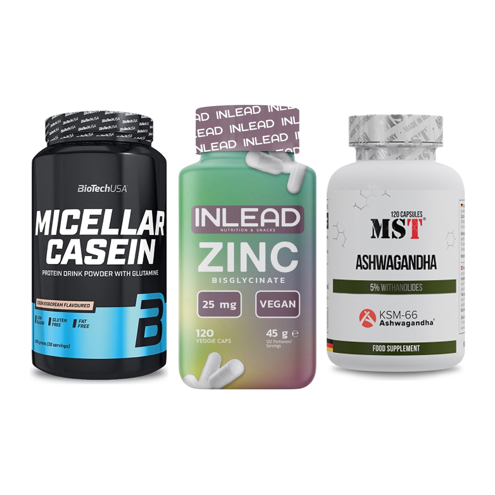Schlaf & Erholung: BioTech Micella + INLEAD Zink + MST Ashwagandha – alle enthaltenen Artikel