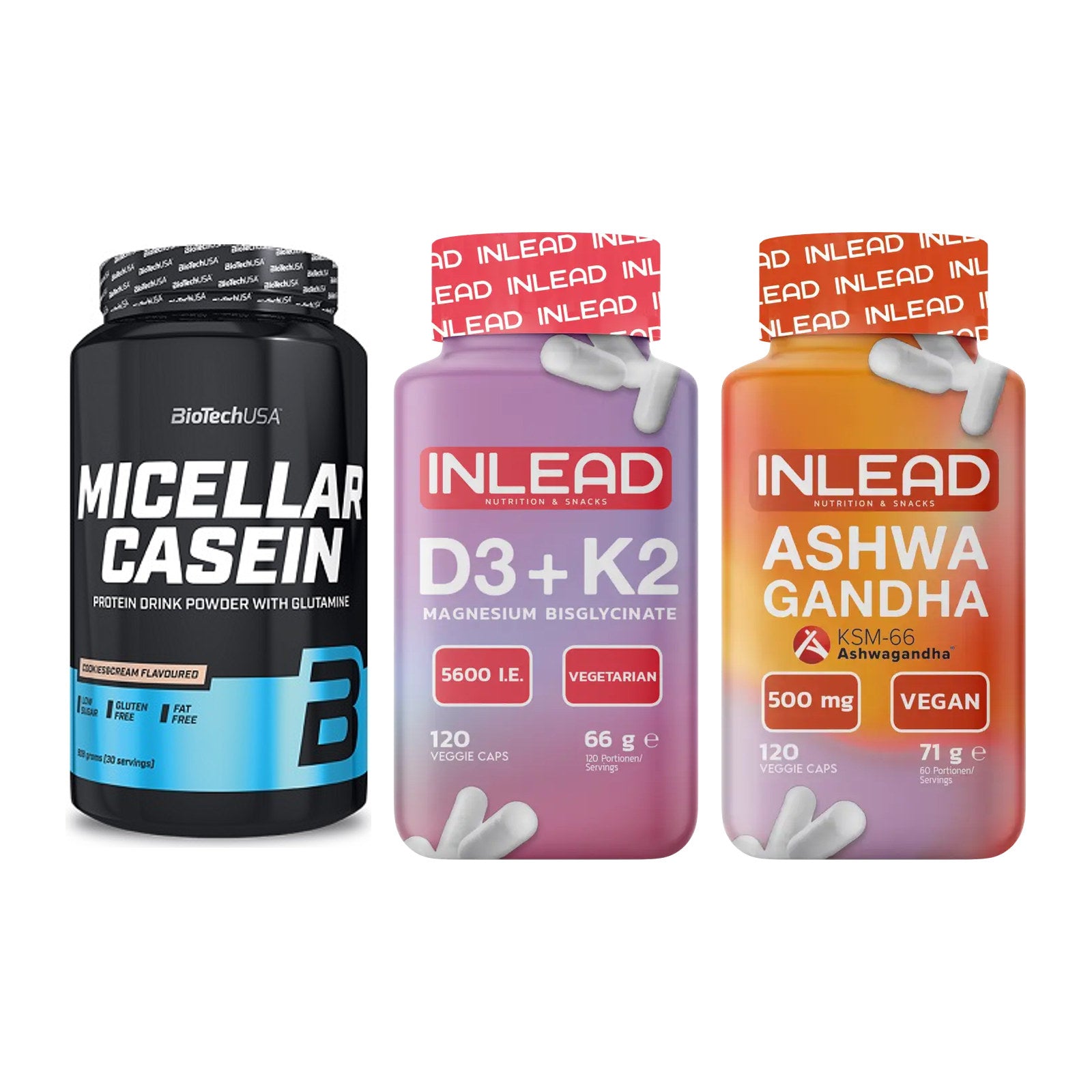 Schlaf & Erholung: BioTech Micella + INLEAD Vitamin + INLEAD Ashwagan – alle enthaltenen Artikel