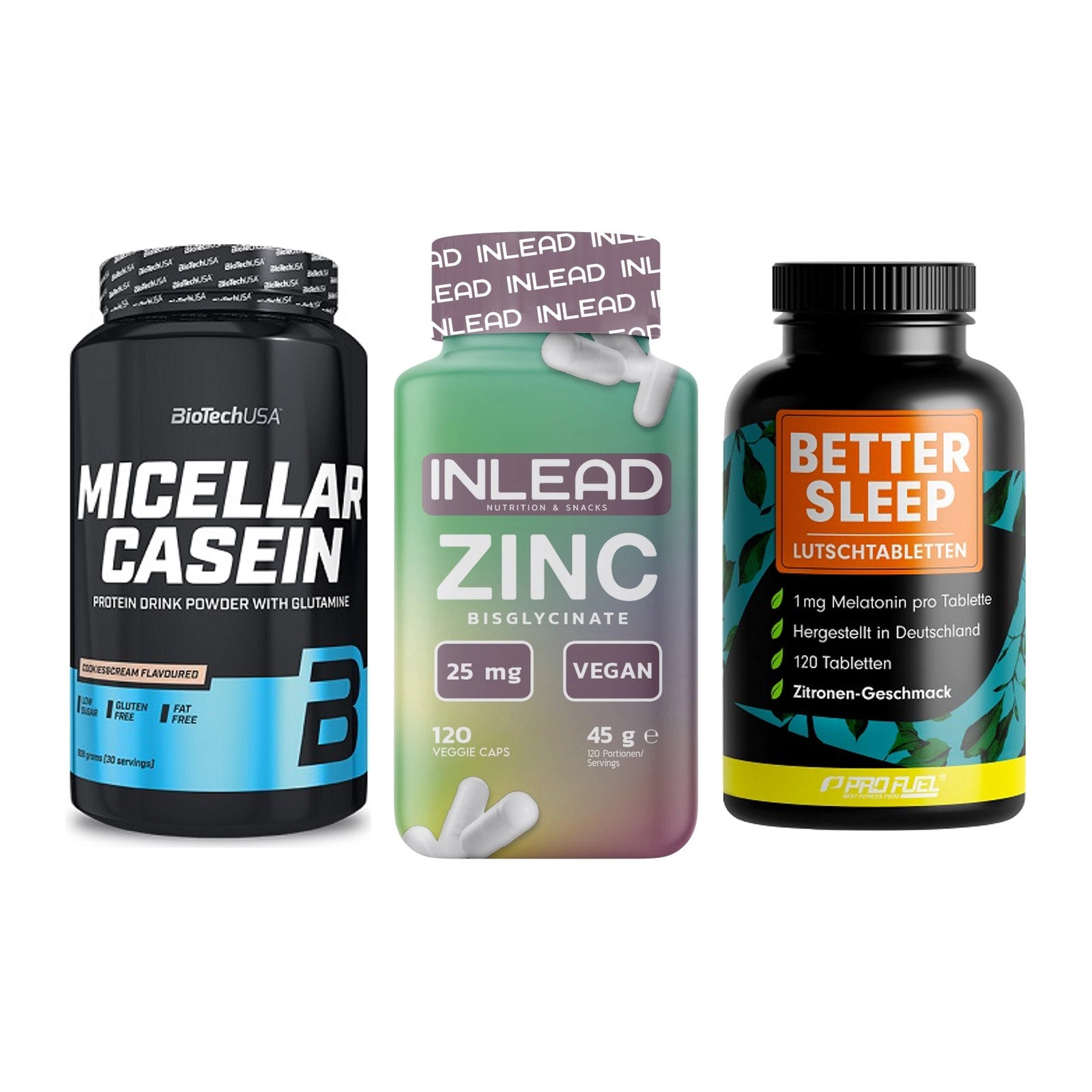 Schlaf & Erholung: BioTech Micella + INLEAD Zink + ProFuel Melaton – alle enthaltenen Artikel