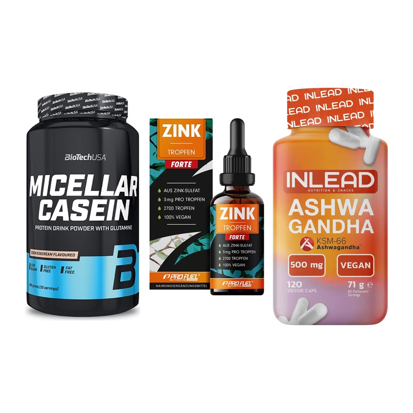 Schlaf & Erholung: BioTech Micella + ProFuel Zink + INLEAD Ashwagan – alle enthaltenen Artikel