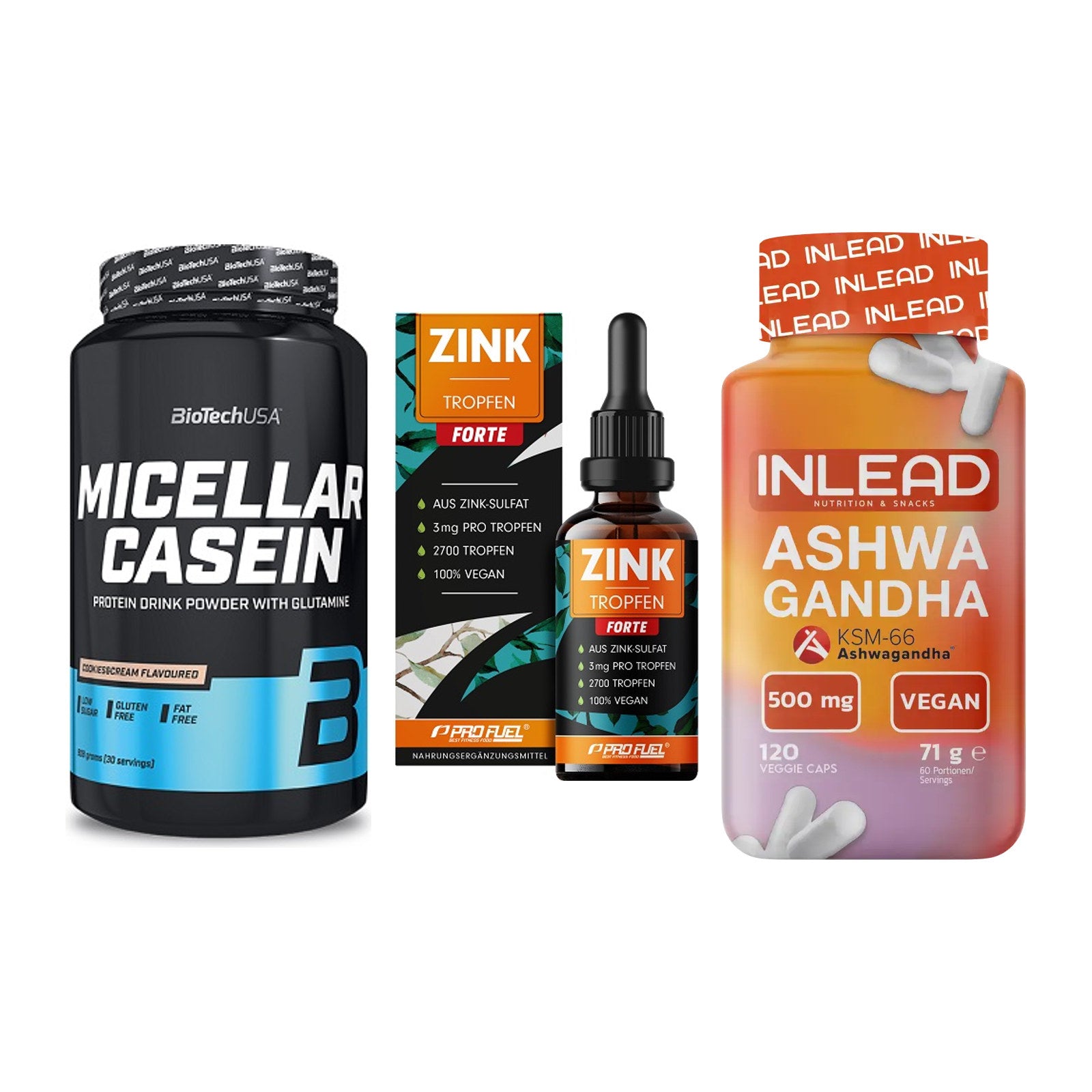 Schlaf & Erholung: BioTech Micella + ProFuel Zink + INLEAD Ashwagan – alle enthaltenen Artikel
