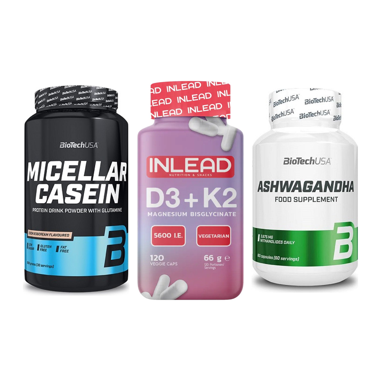Schlaf & Erholung: BioTech Micella + INLEAD Vitamin + BioTech Ashwaga – alle enthaltenen Artikel