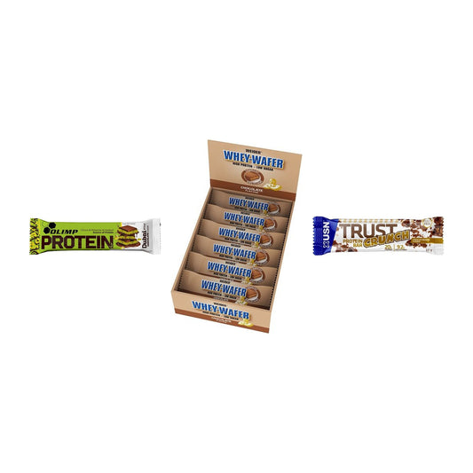 Schokolade Lieblingssorten-Riegelbox: 2× Olimp Protein Bar + 2 weitere – alle enthaltenen Artikel