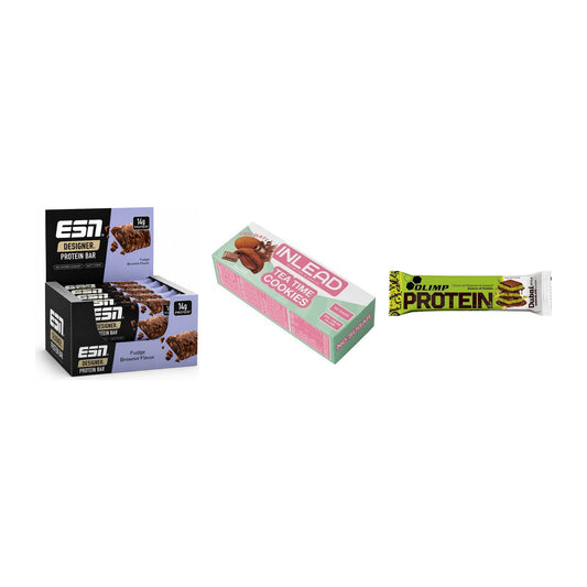 Chokoladefavoritbar æske: 2× ESN Designer Bar Box 12x45g – alle varer inkluderet