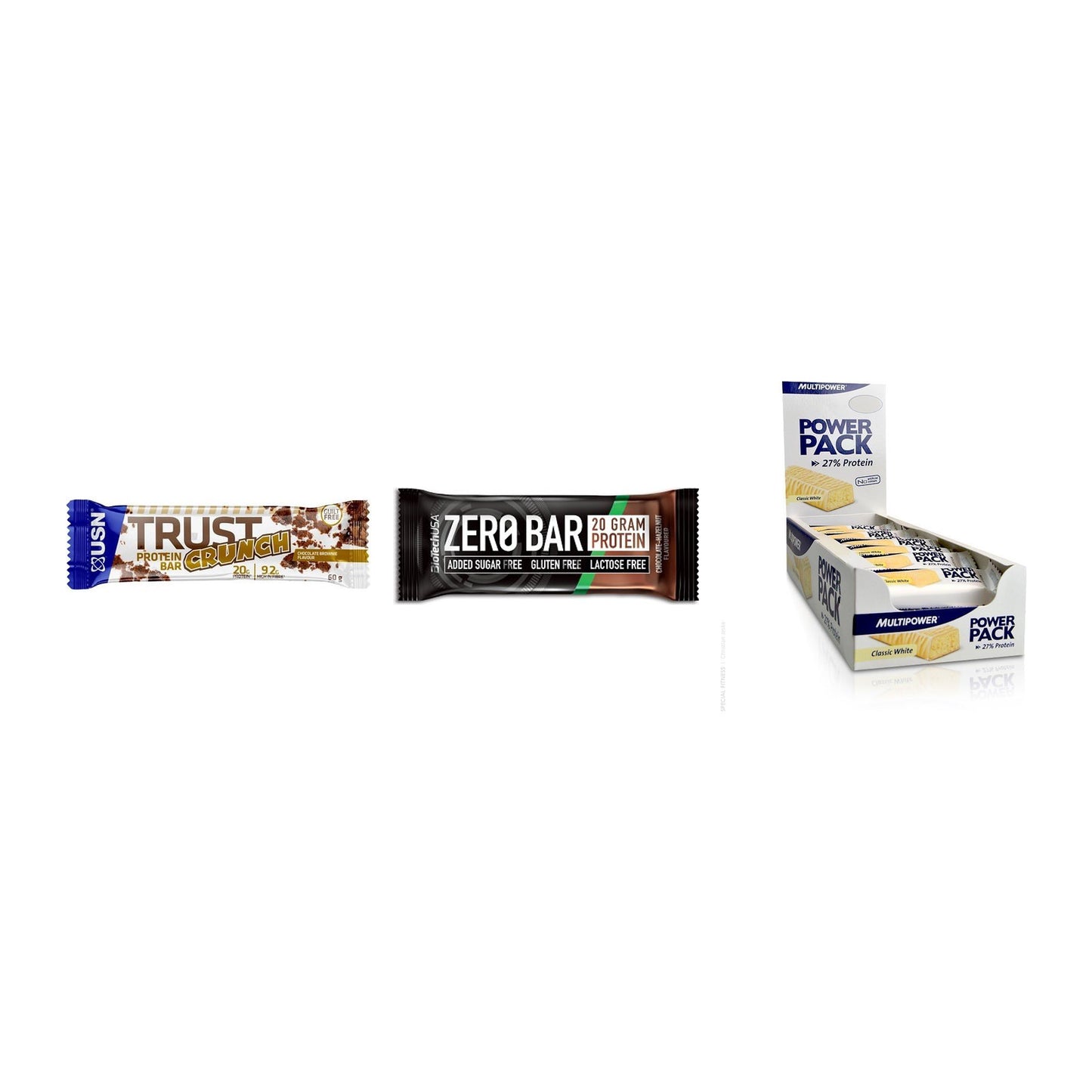 Schokolade Lieblingssorten-Riegelbox: 2× USN TRUST Crunch + 2 weitere – alle enthaltenen Artikel