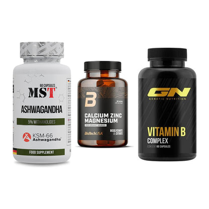 Stress & Balance: MST Ashwagandha + BioTech Calcium + GN Vitamin – alle enthaltenen Artikel
