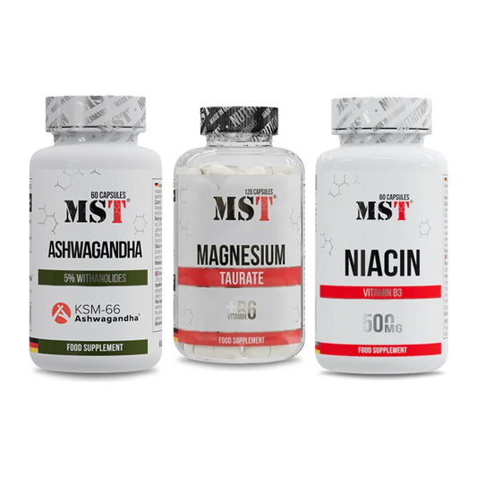 MST Stress & Balance: Ashwagandha KSM-66 + Magnesium Taurat + Niacin – alle enthaltenen Artikel