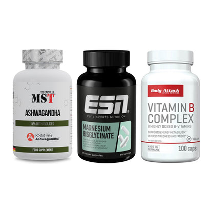 Stress & Balance: MST Ashwagandha + ESN Magnesium + Body Attack – alle enthaltenen Artikel
